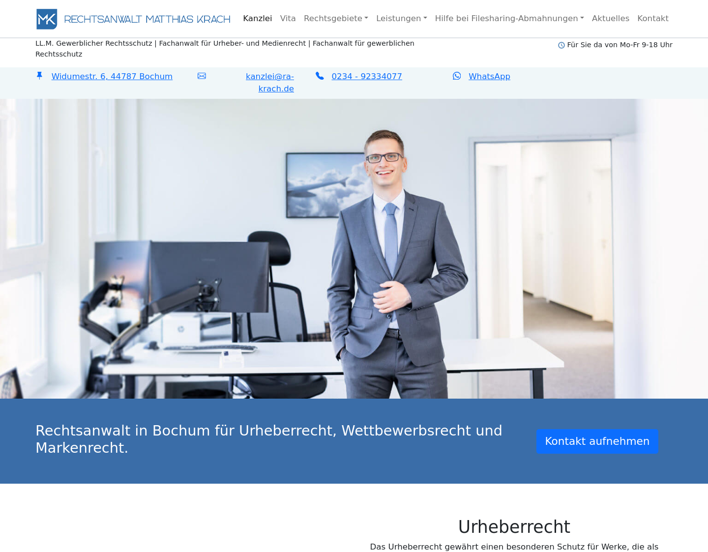Aktuelle Website-Vorschau von Rechtsanwalt Matthias Krach