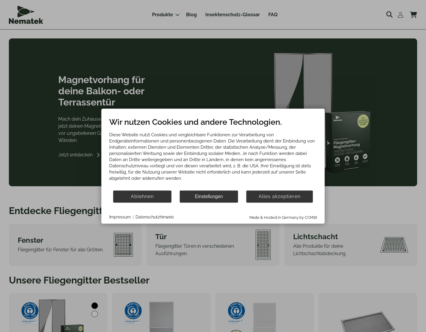 Aktuelle Website-Vorschau von Nematek