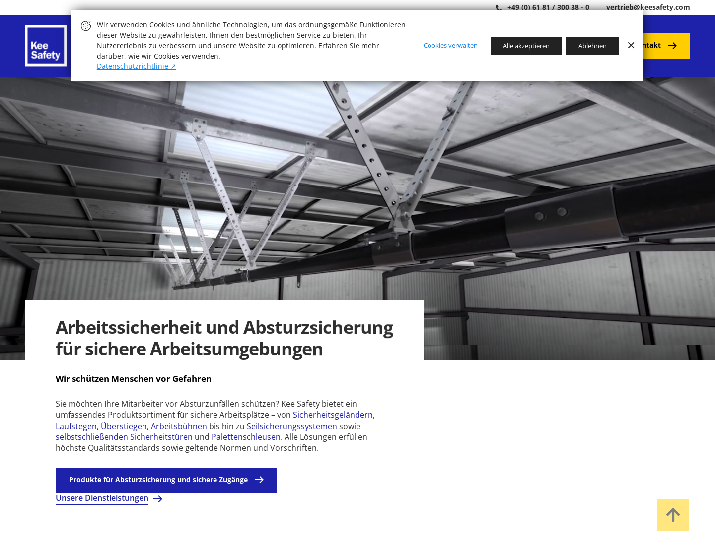 Aktuelle Website-Vorschau von Sicherungssysteme von Kee Safety