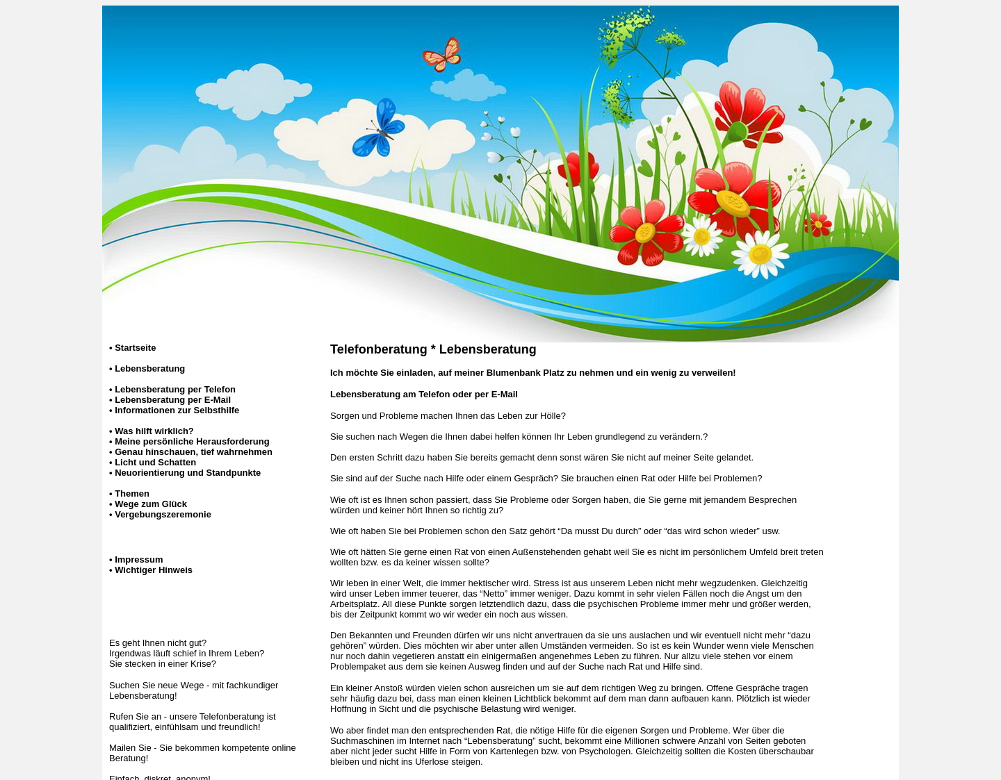 Aktuelle Website-Vorschau von Lebensberatung online und telefonisch
