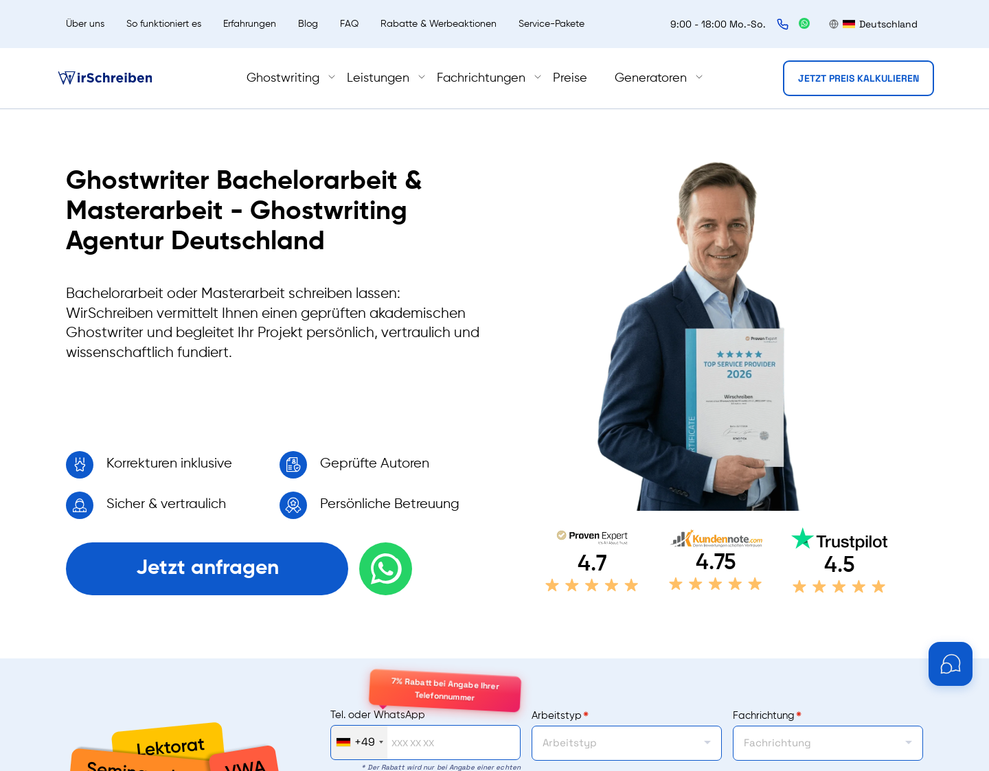 Aktuelle Website-Vorschau von Ghostwriter Agentur