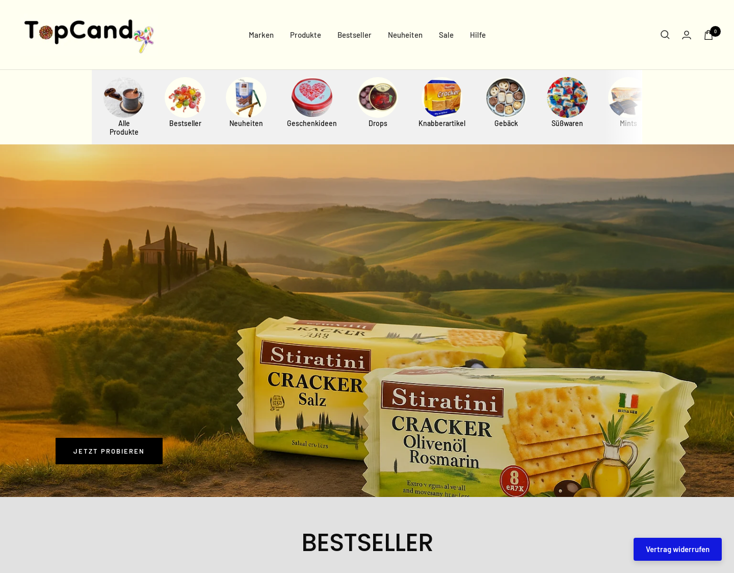 Aktuelle Website-Vorschau von TopCandy