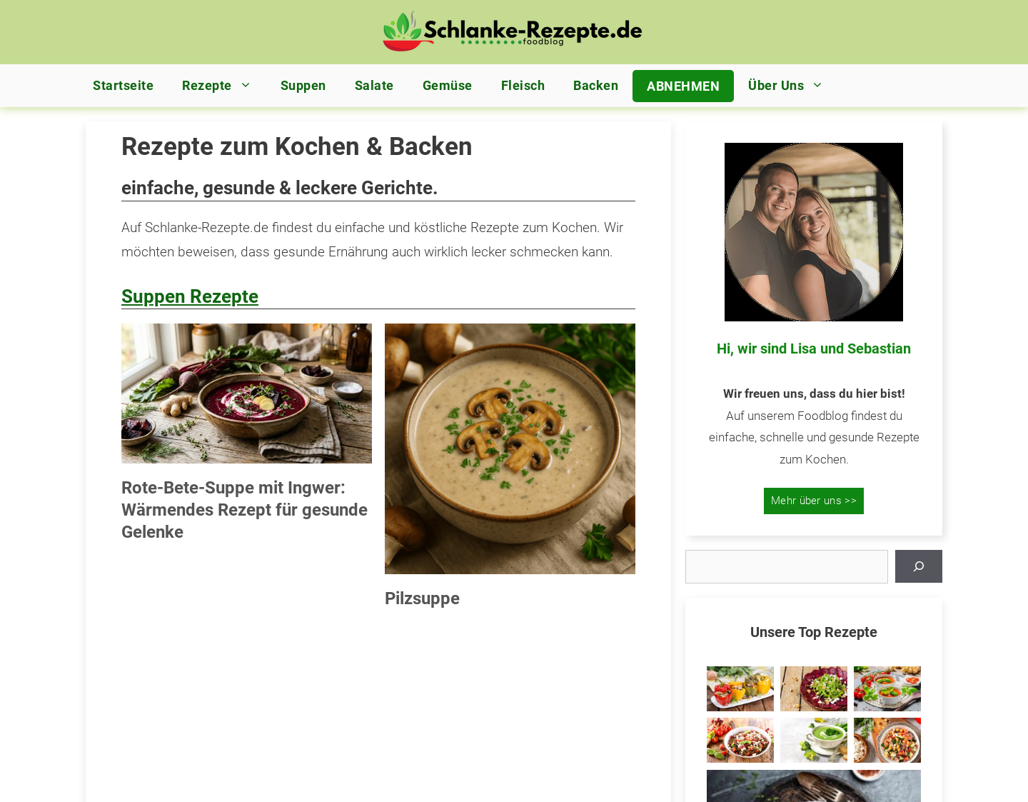 Aktuelle Website-Vorschau von Schlanke Rezepte