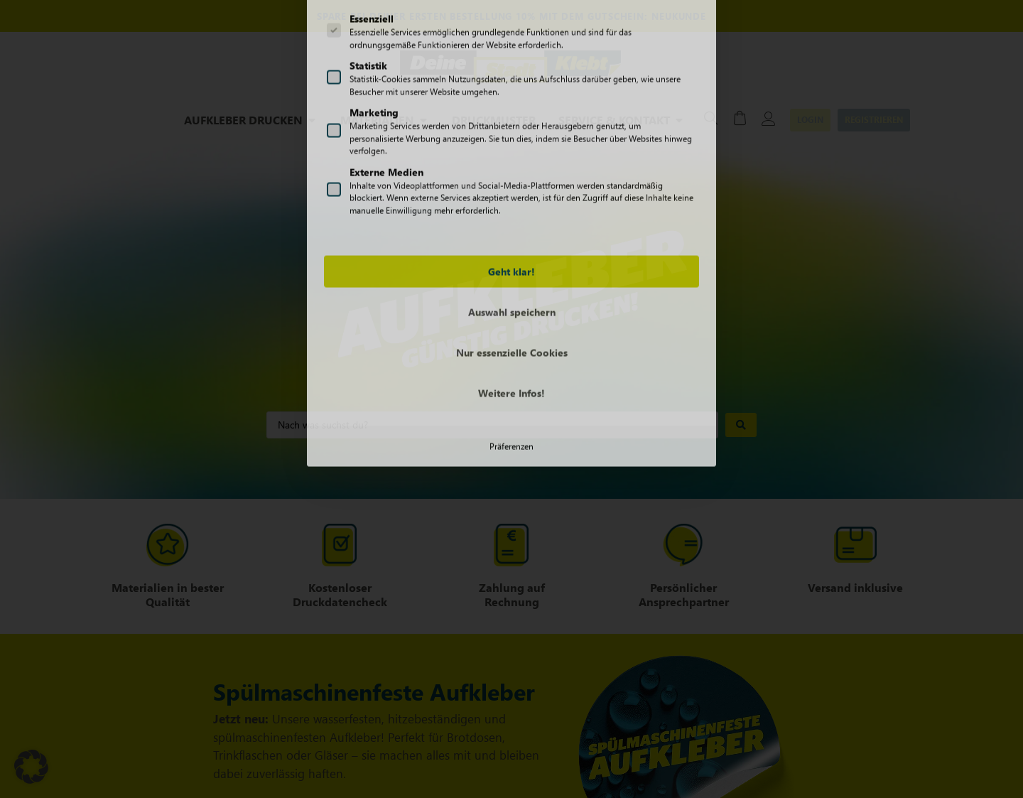 Aktuelle Website-Vorschau von Aufkleber Druck