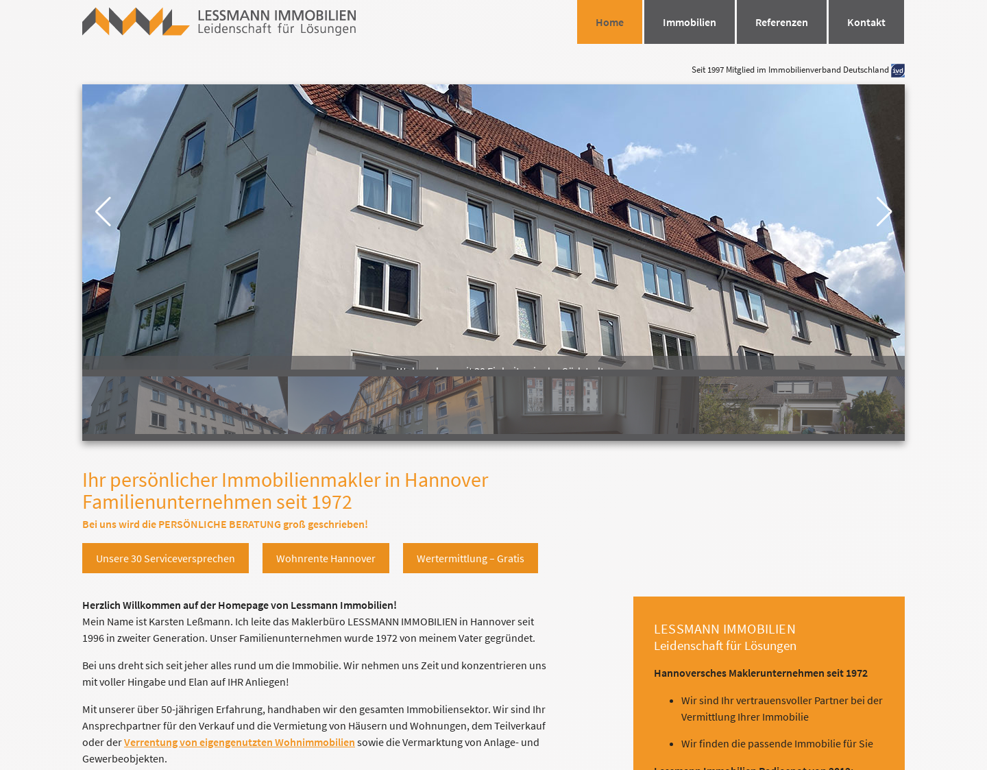 Aktuelle Website-Vorschau von Lessmann Immobilien Hannover