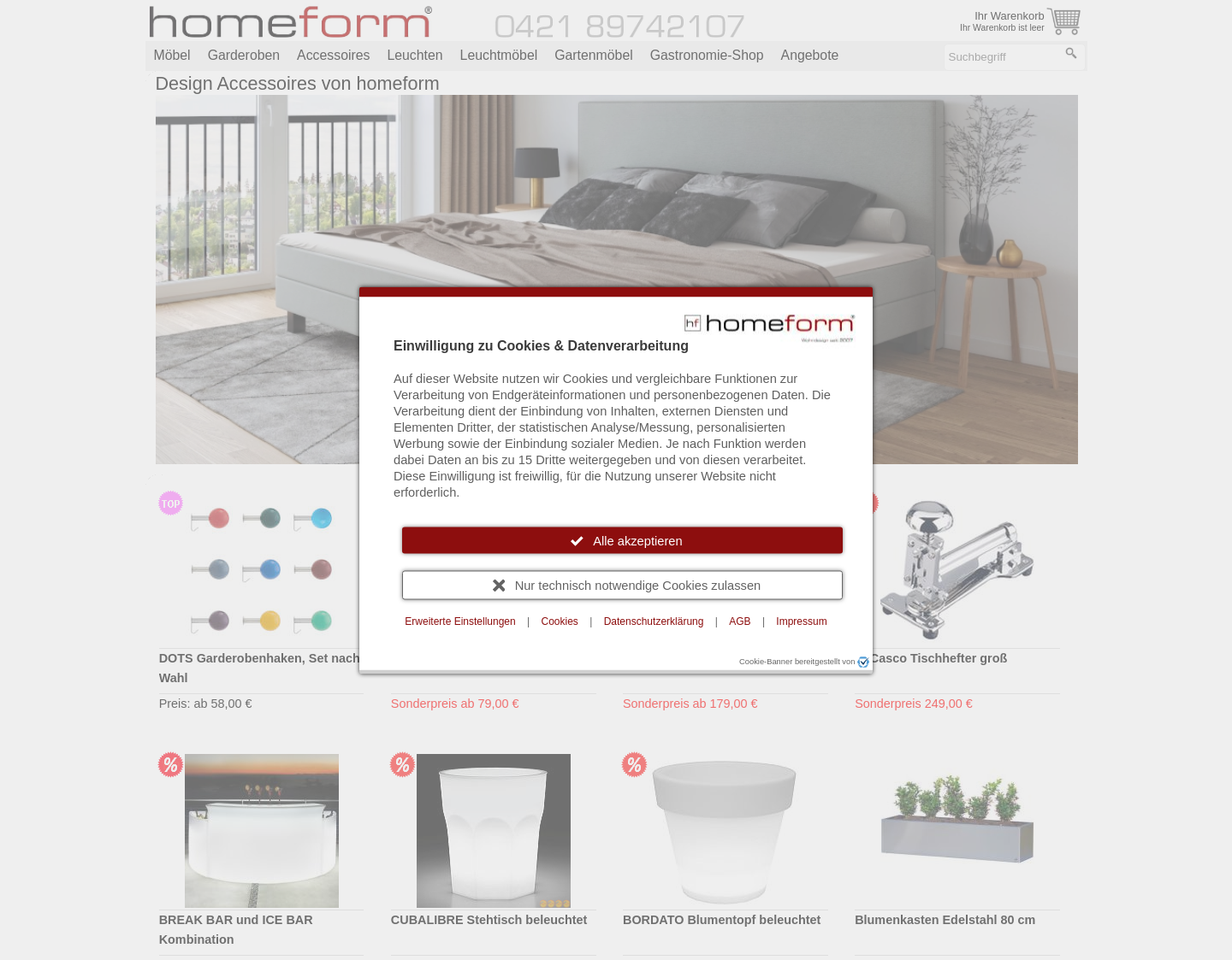 Aktuelle Website-Vorschau von Homeform Wohndesign