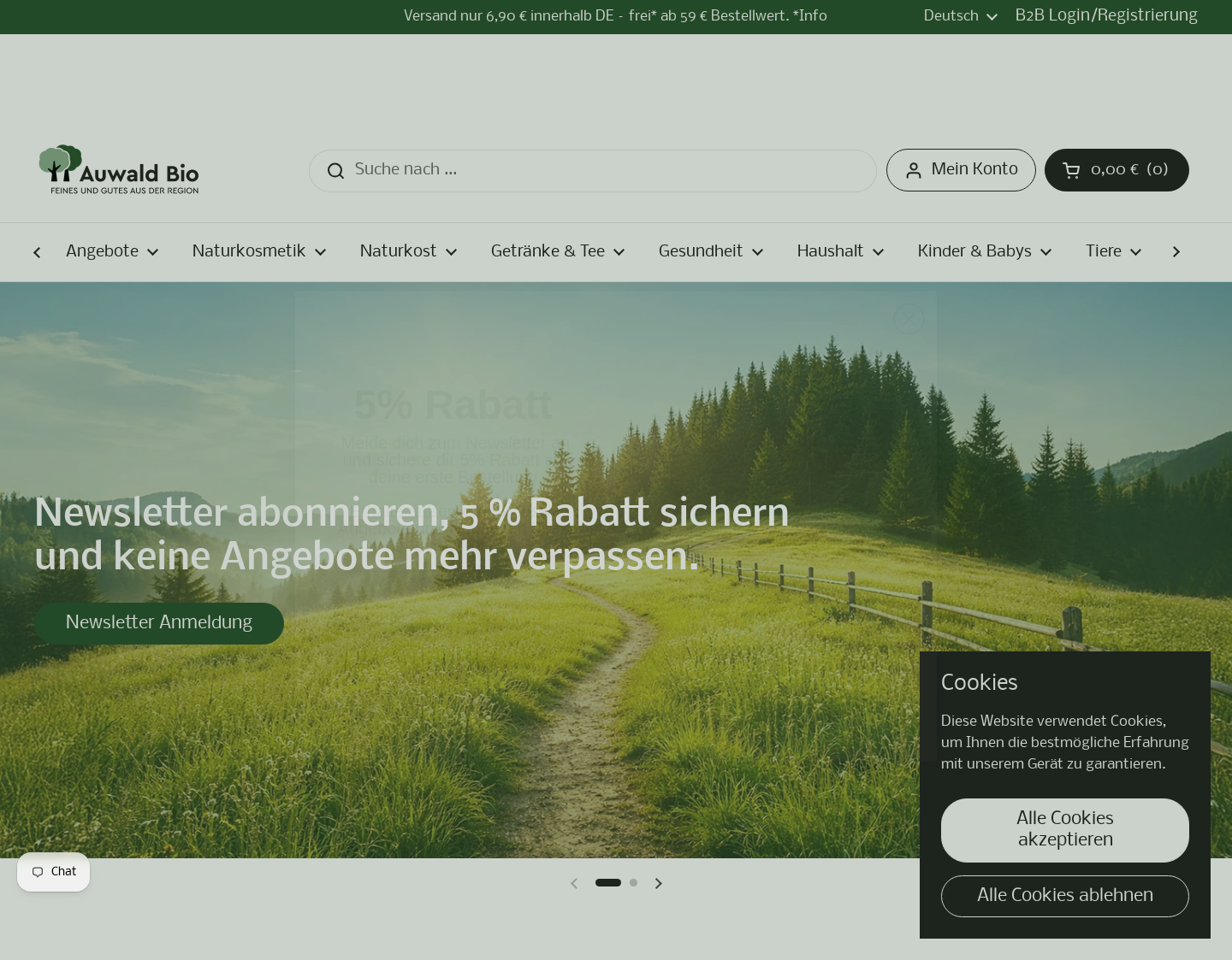 Aktuelle Website-Vorschau von Auwaldbio Online Shop - Bio Lebensmittel