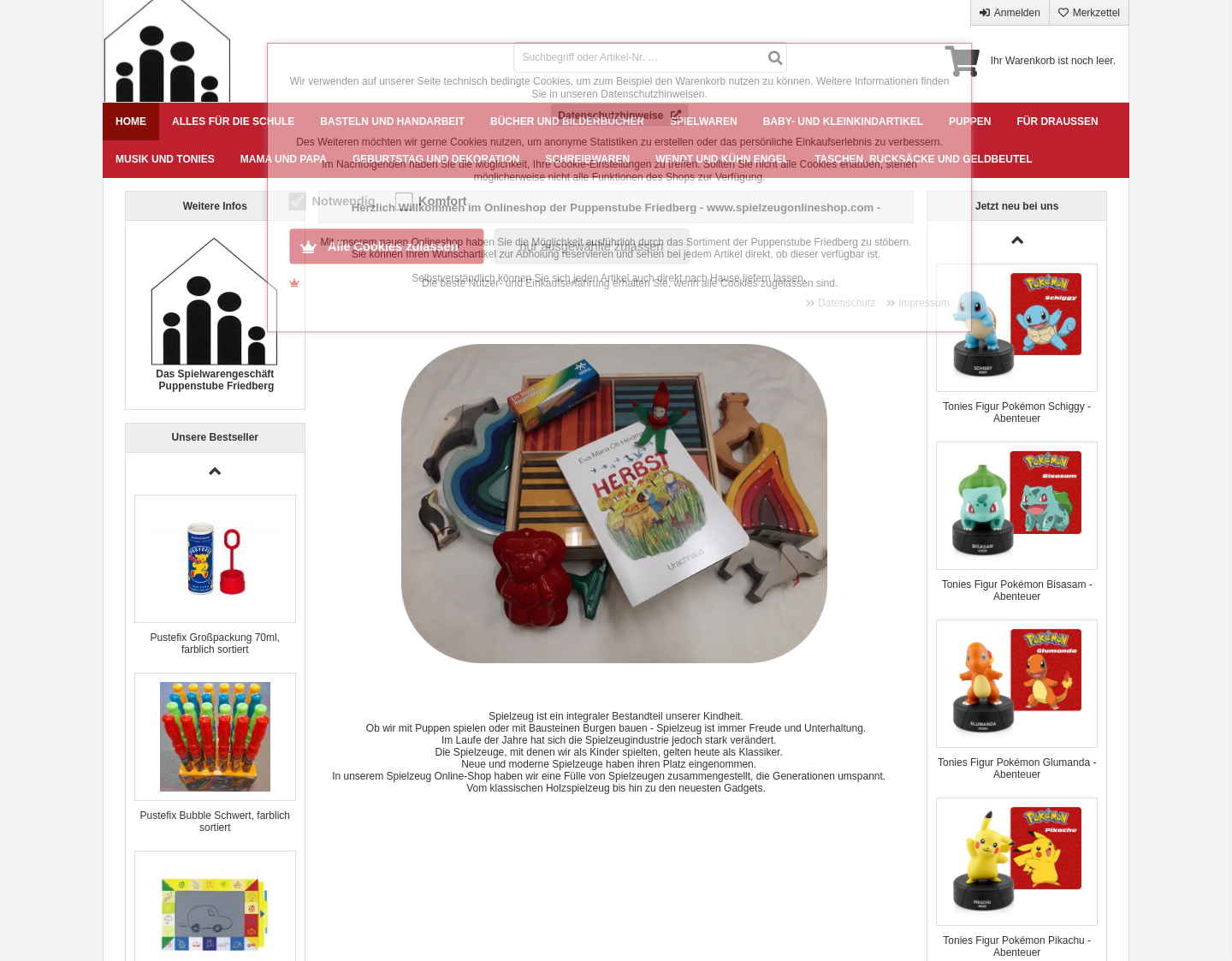 Aktuelle Website-Vorschau von Spielzeug aus dem Onlineshop