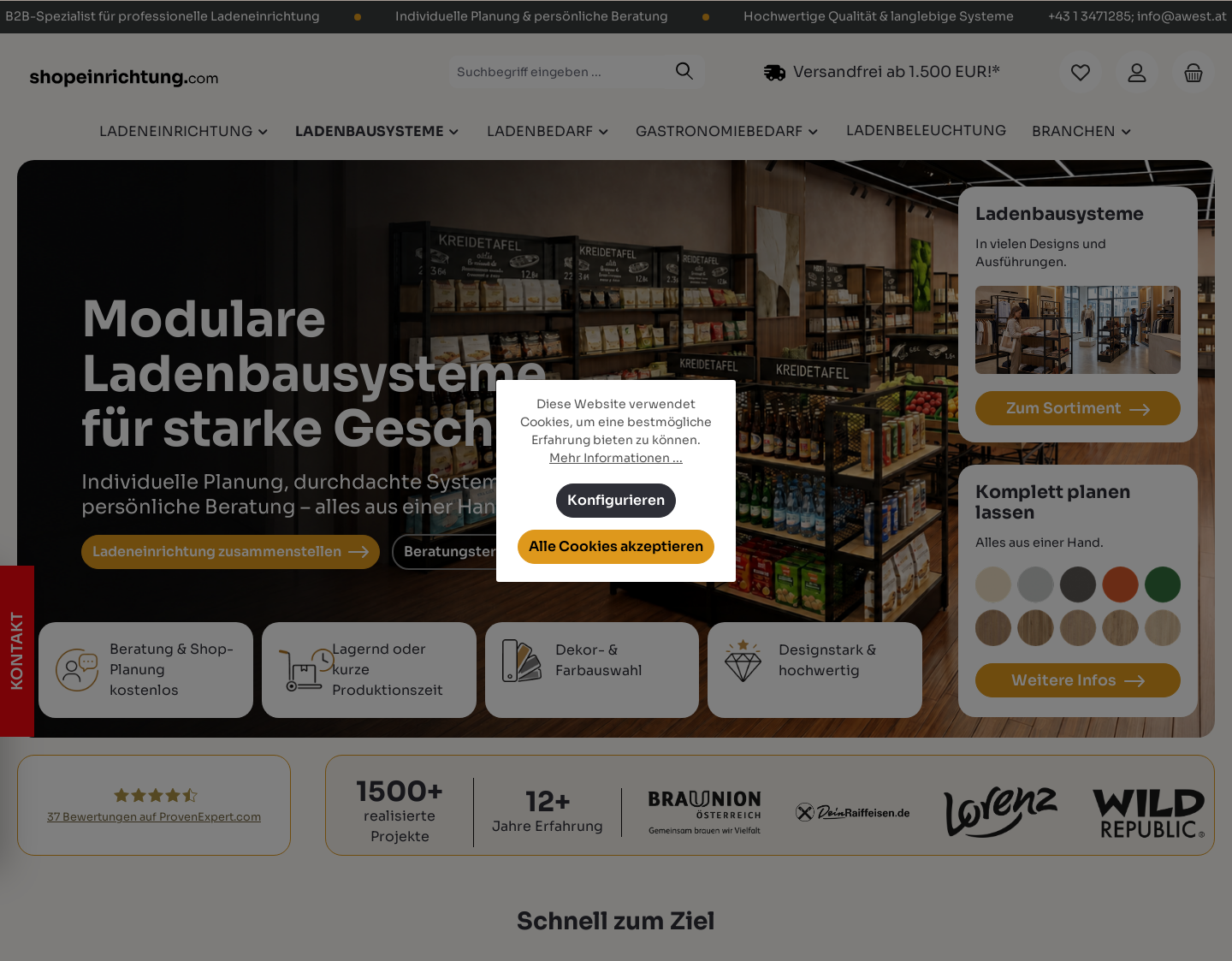 Aktuelle Website-Vorschau von A-West Ladeneinrichtungen