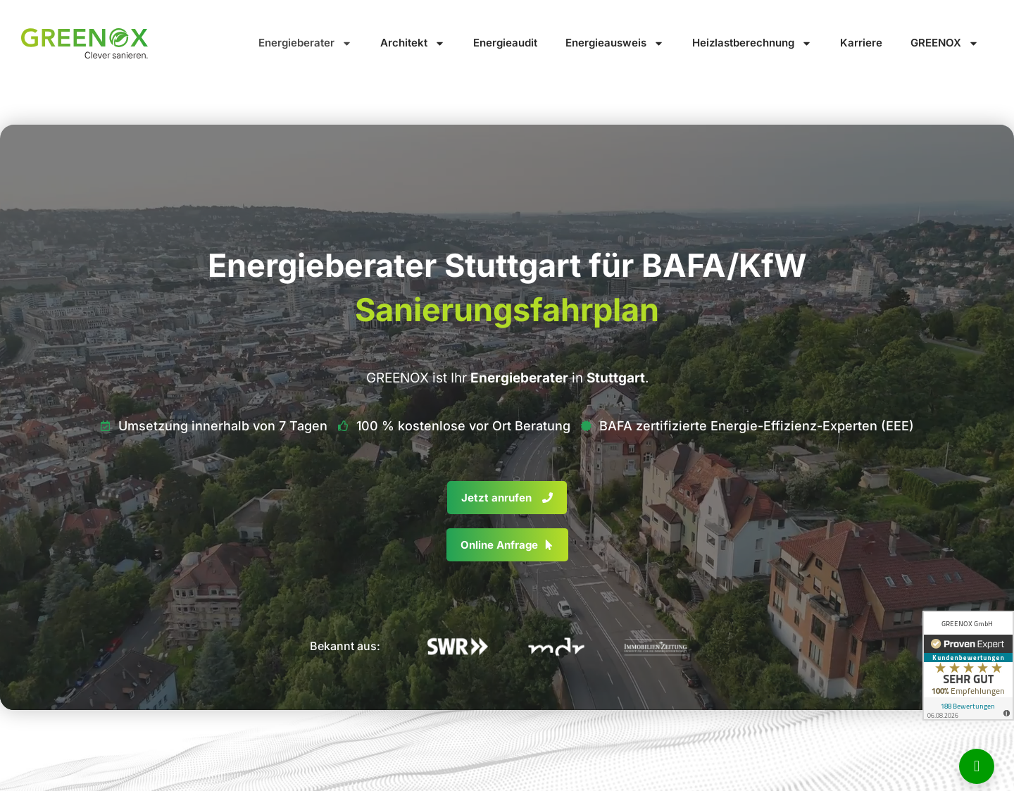 Aktuelle Website-Vorschau von GREENOX Group - Energieberatung