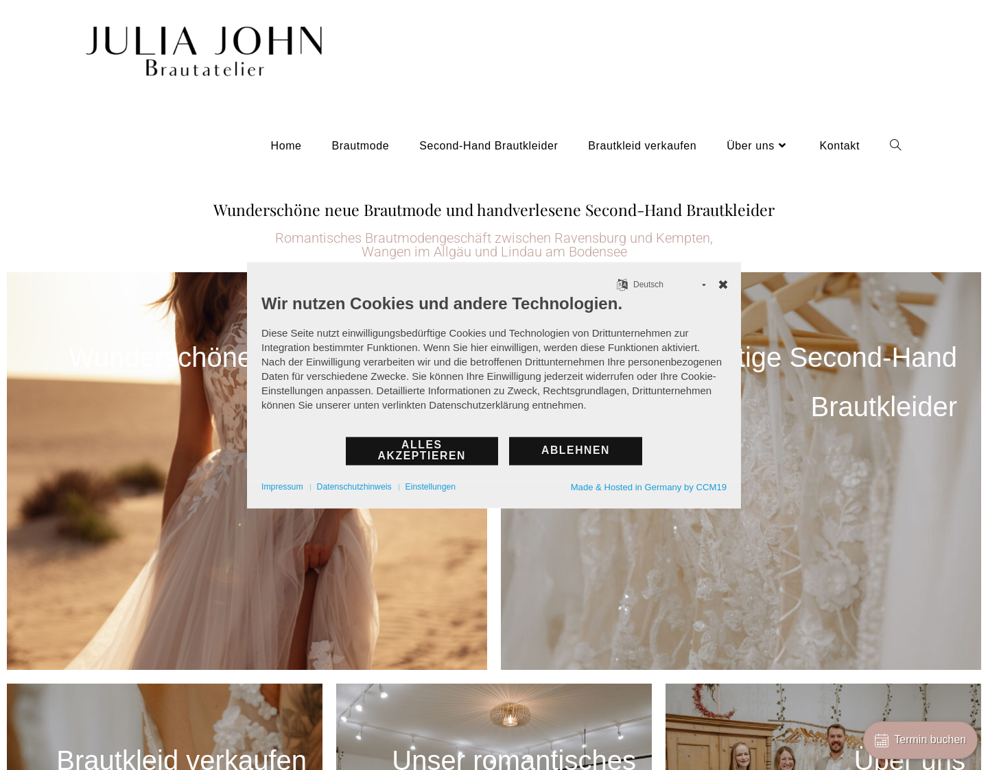 Aktuelle Website-Vorschau von JULIA JOHN Brautatelier