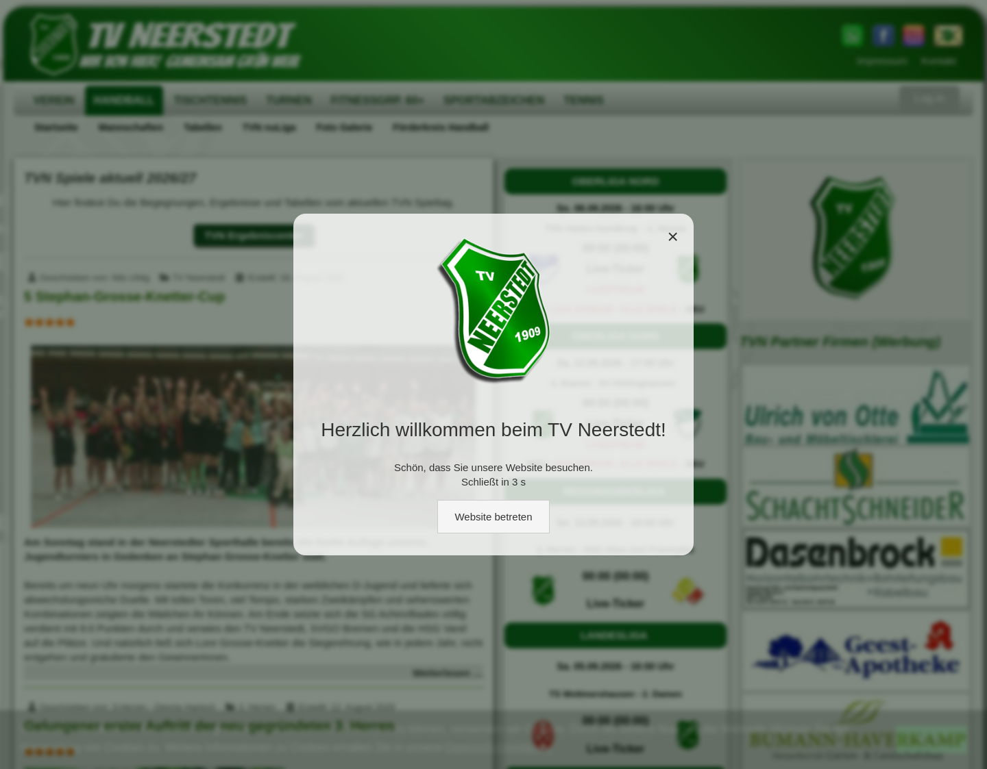 Aktuelle Website-Vorschau von TV Neerstedt 1909 e.V.