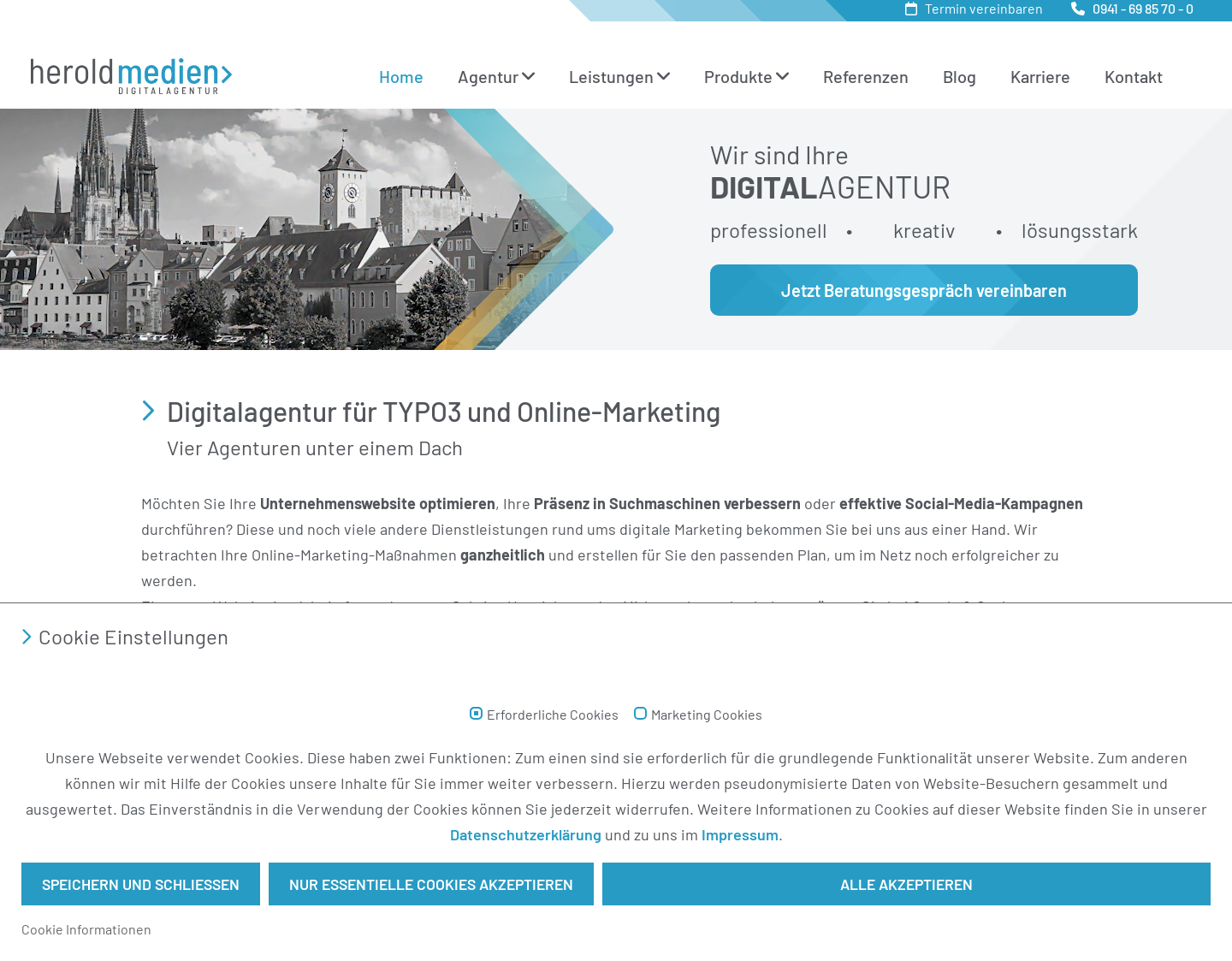 Aktuelle Website-Vorschau von herold medien