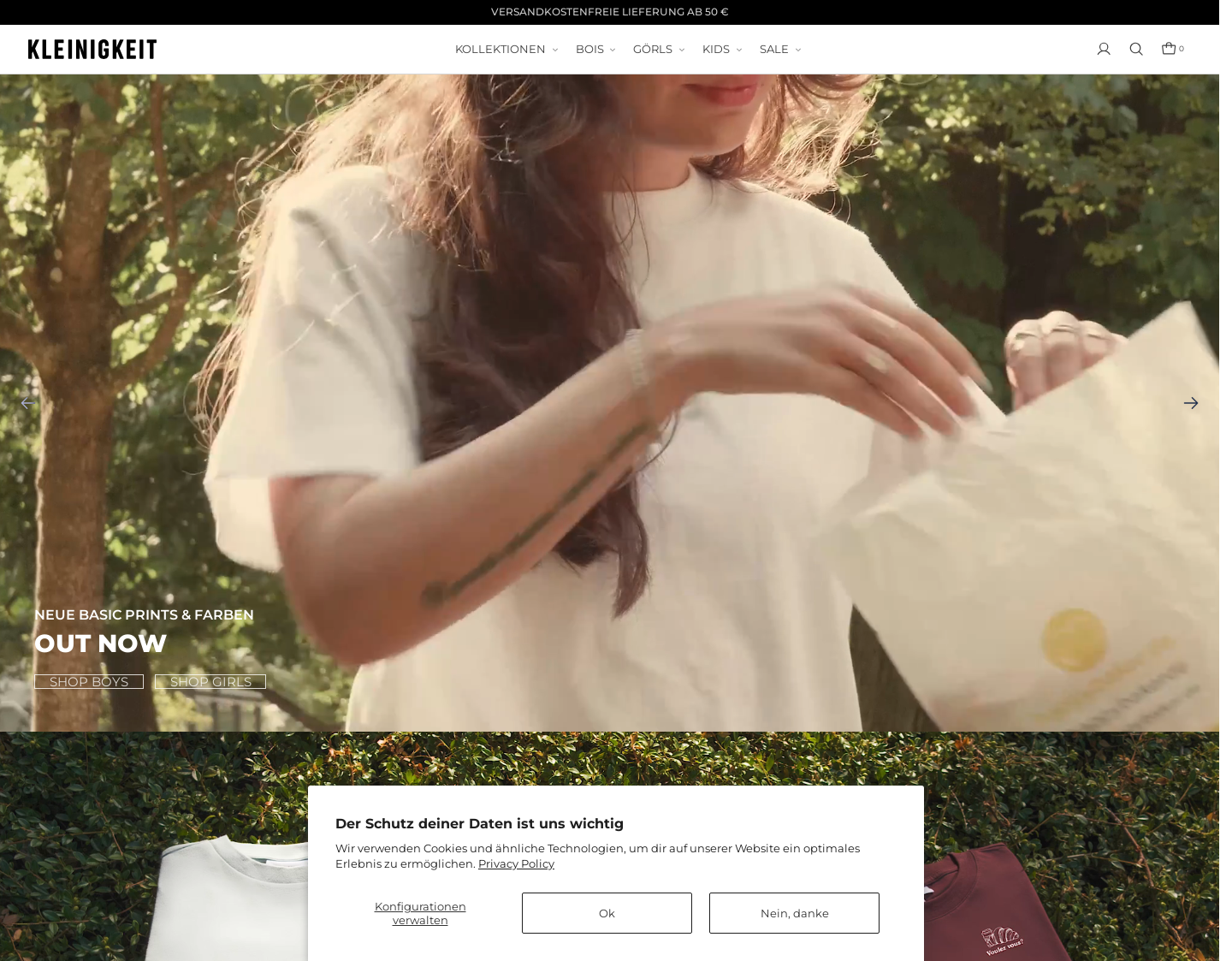 Aktuelle Website-Vorschau von Kleinigkeit Textil GmbH