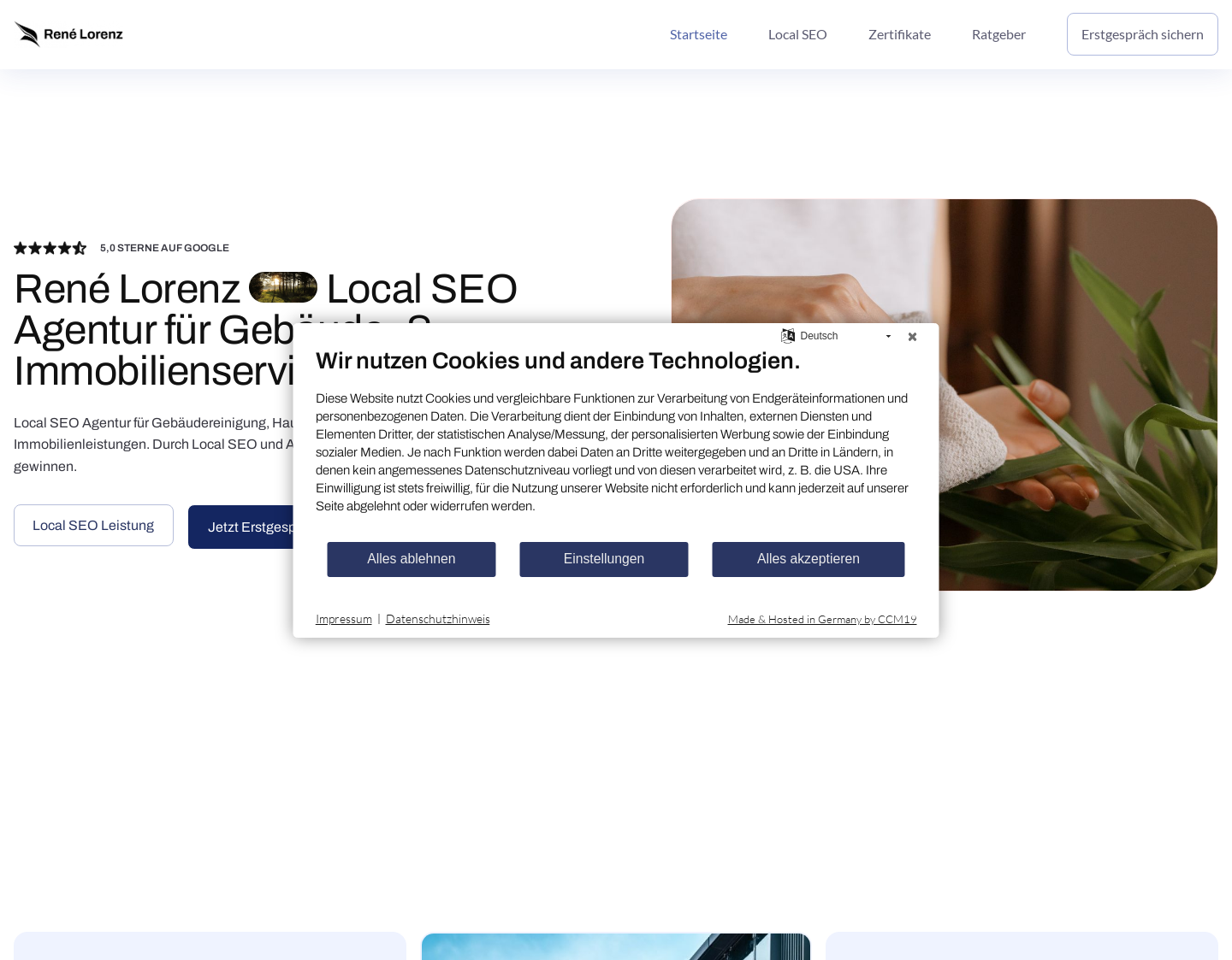 Aktuelle Website-Vorschau von Marketing für Reinigungsunternehmen