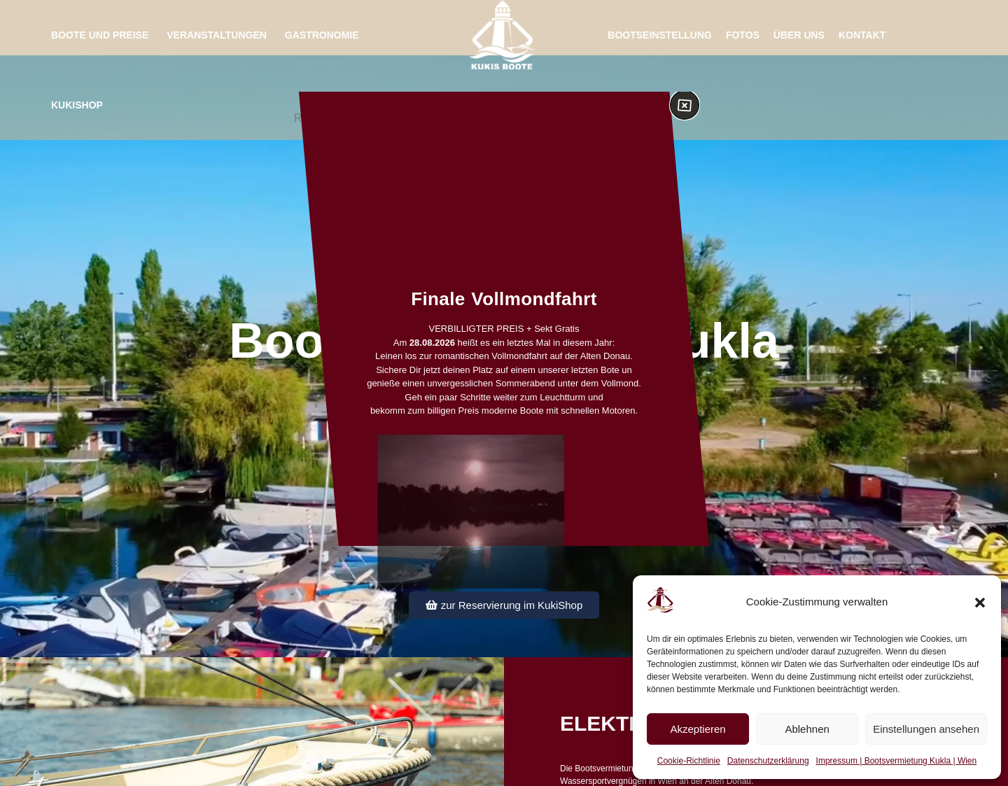 Aktuelle Website-Vorschau von Bootsvermietung Kukla
