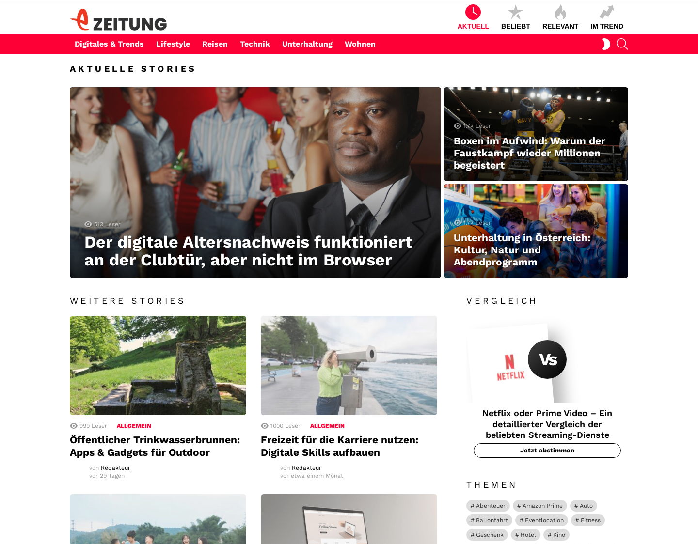 Aktuelle Website-Vorschau von eZeitung
