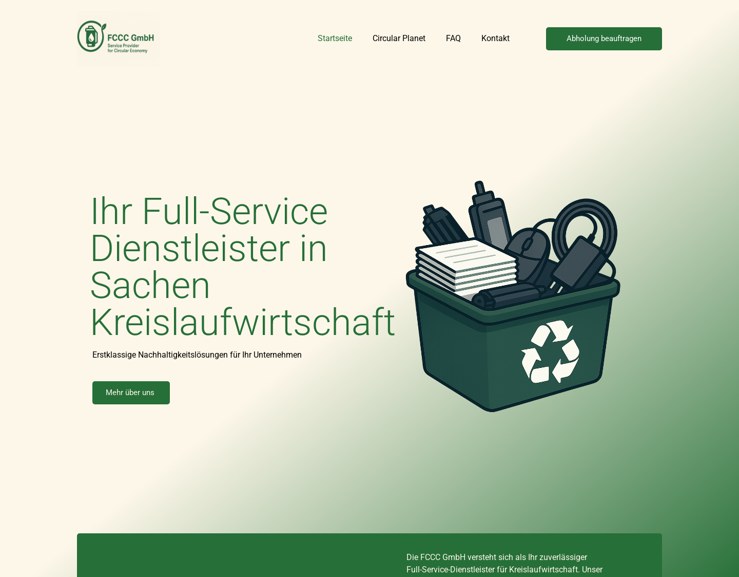 Aktuelle Website-Vorschau von FCCC GmbH