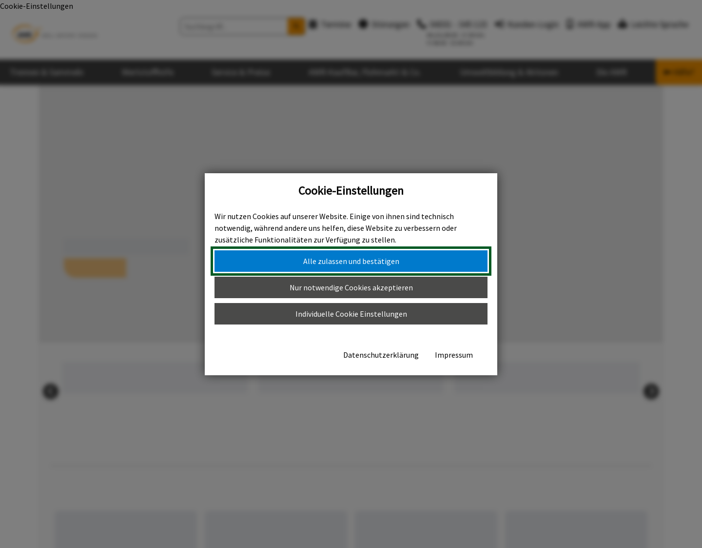Aktuelle Website-Vorschau von AW Erle