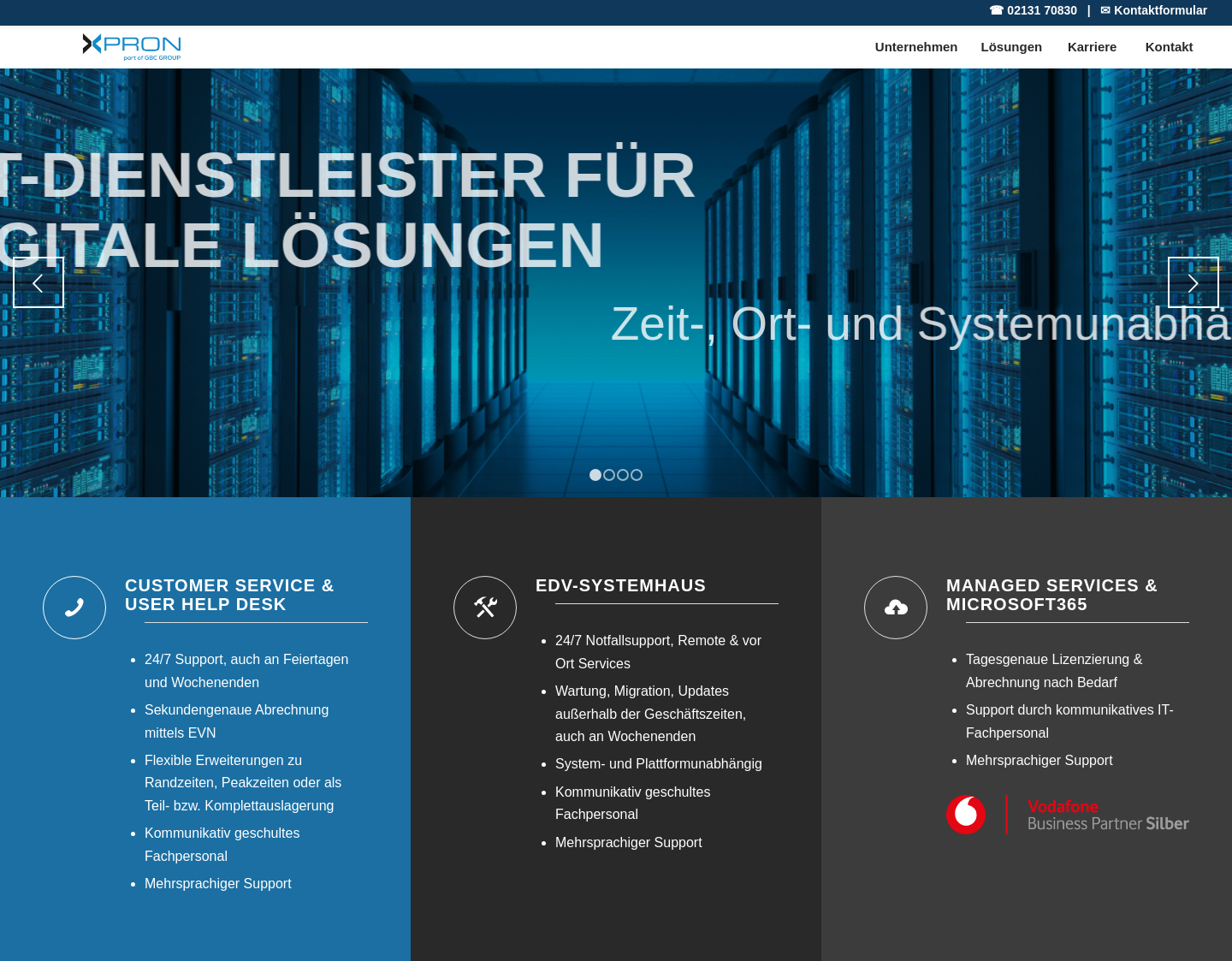 Aktuelle Website-Vorschau von XPRON Systems GmbH