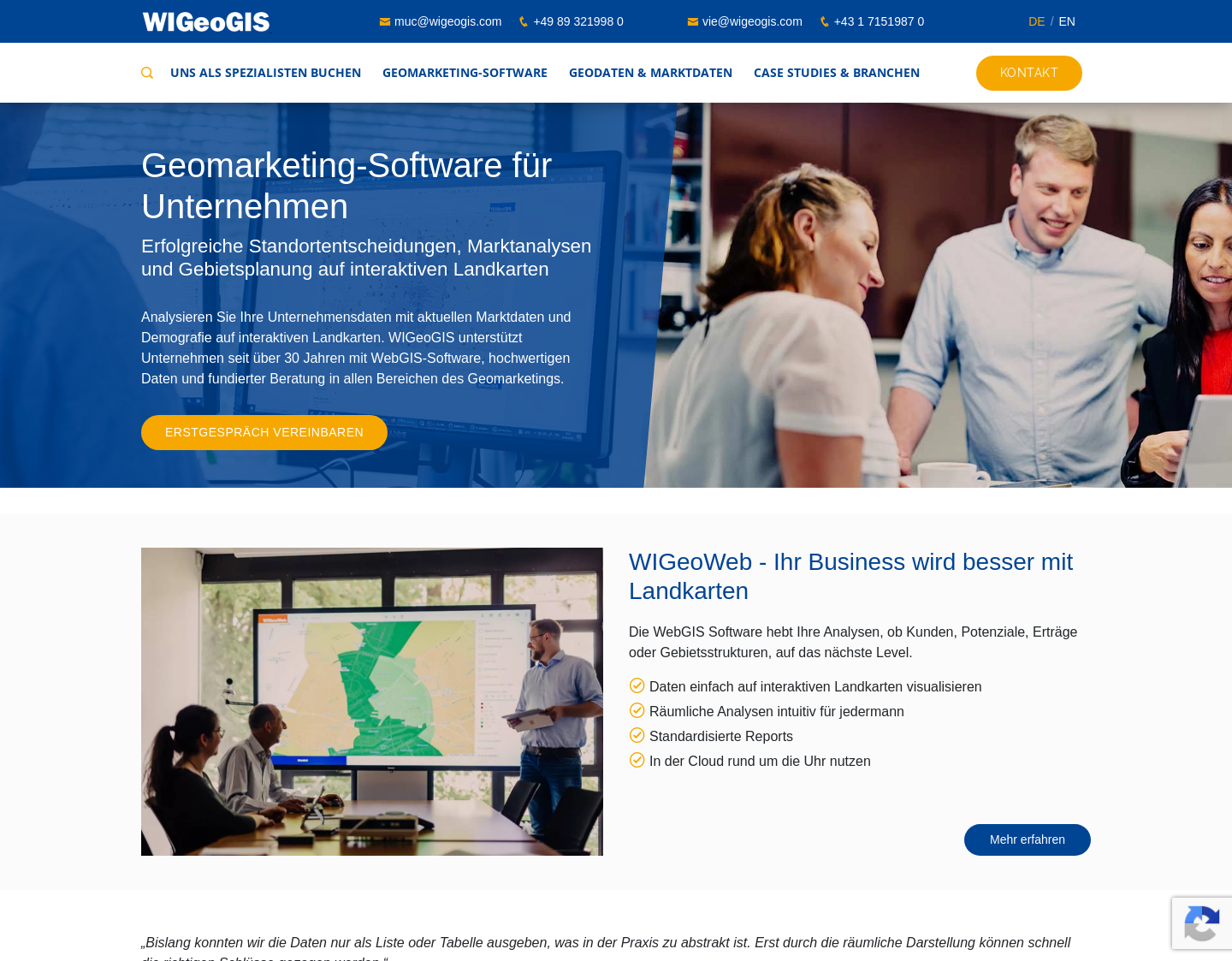 Aktuelle Website-Vorschau von WIGeoGIS