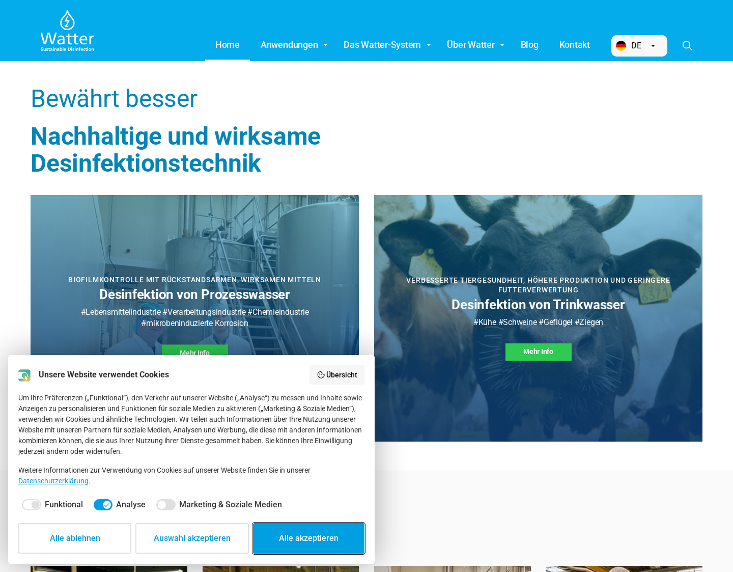 Aktuelle Website-Vorschau von Watter B.V.