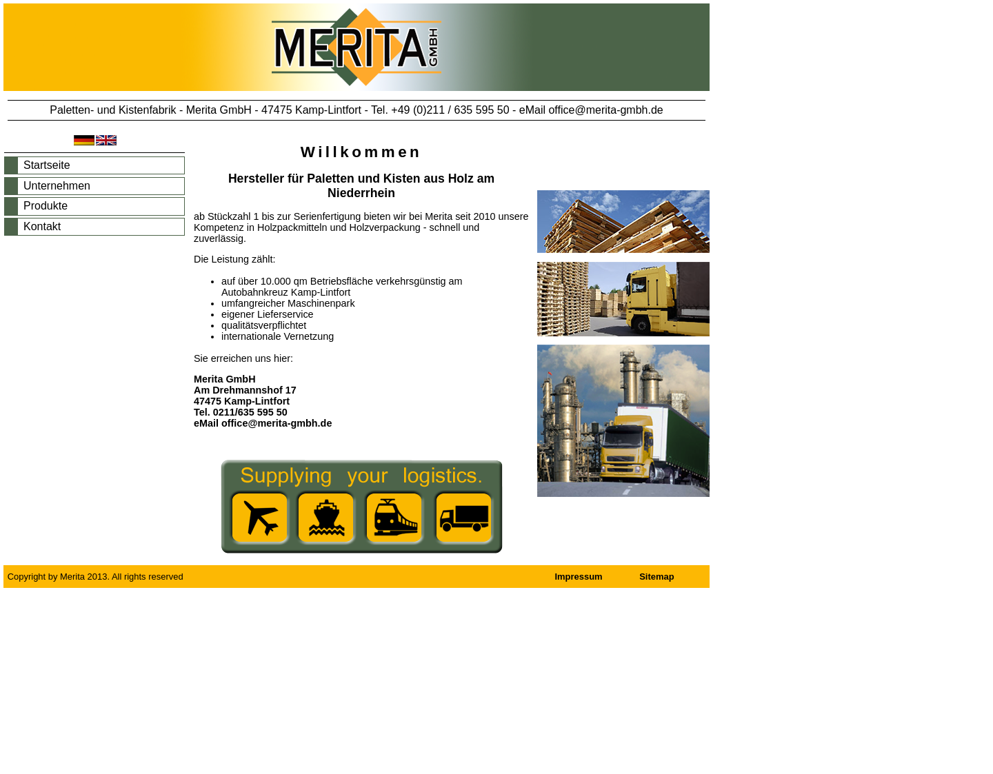 Aktuelle Website-Vorschau von Merita GmbH - Supplying your logisitcs