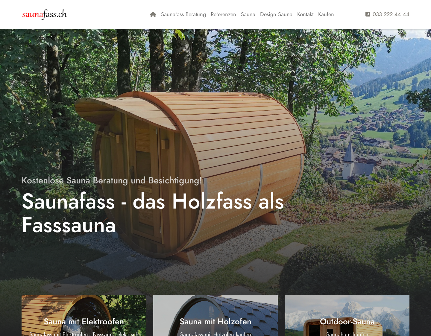 Aktuelle Website-Vorschau von Saunafass