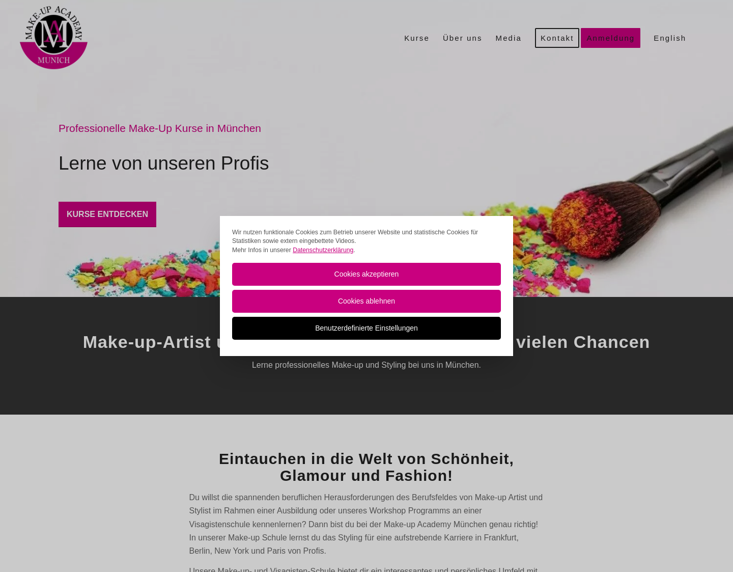 Aktuelle Website-Vorschau von Make-Up Academy Munich