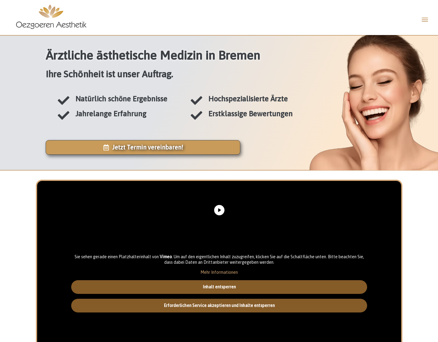 Aktuelle Website-Vorschau von Oezgoeren Aesthetik - Ihre ästhetische Arztpraxis