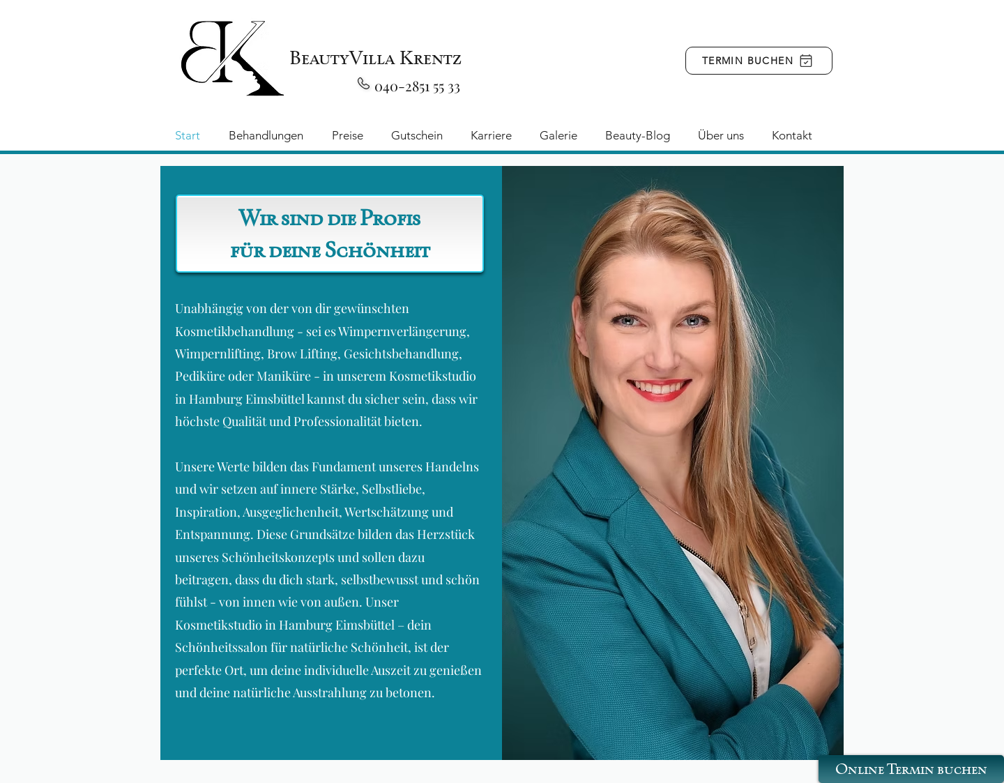 Aktuelle Website-Vorschau von BeautyVilla Krentz