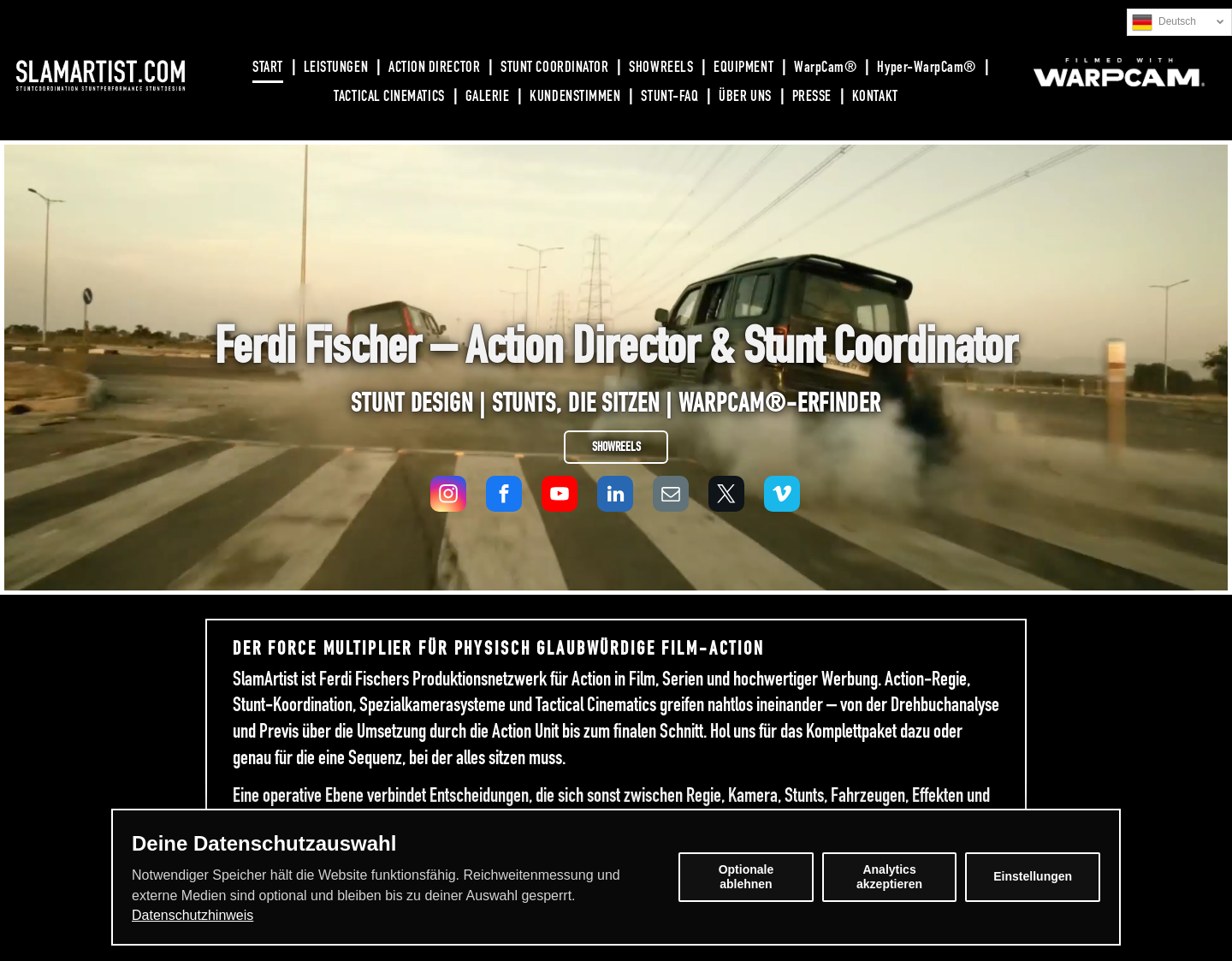 Aktuelle Website-Vorschau von slamartist.com stunt team