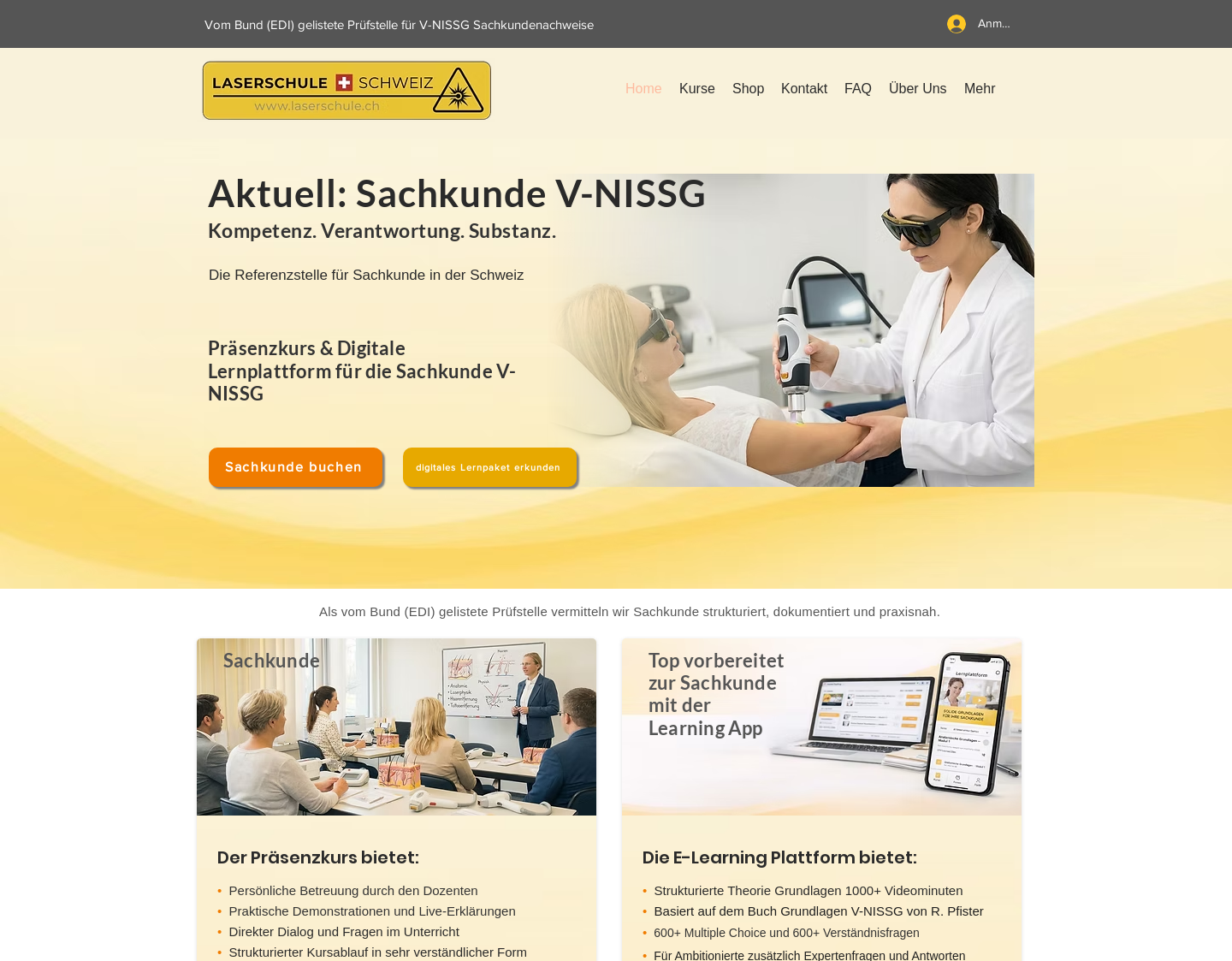 Aktuelle Website-Vorschau von Laserschule Schweiz - Laser- und Sachkunde-Kurse