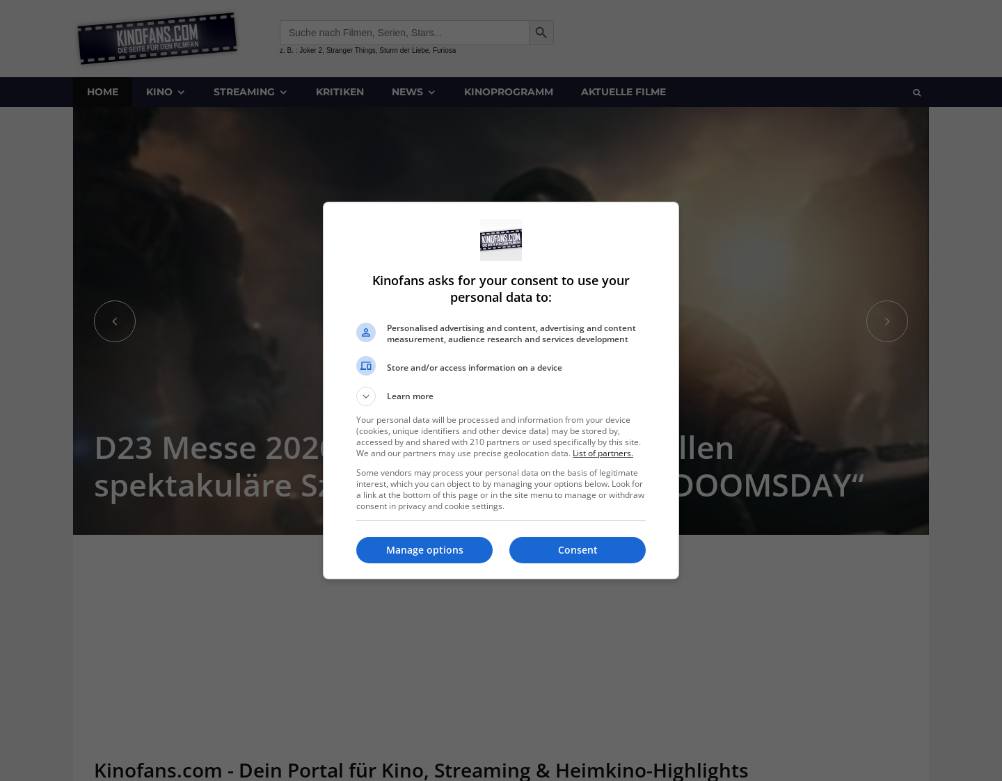 Aktuelle Website-Vorschau von Kinoprogramm & Streamingguide