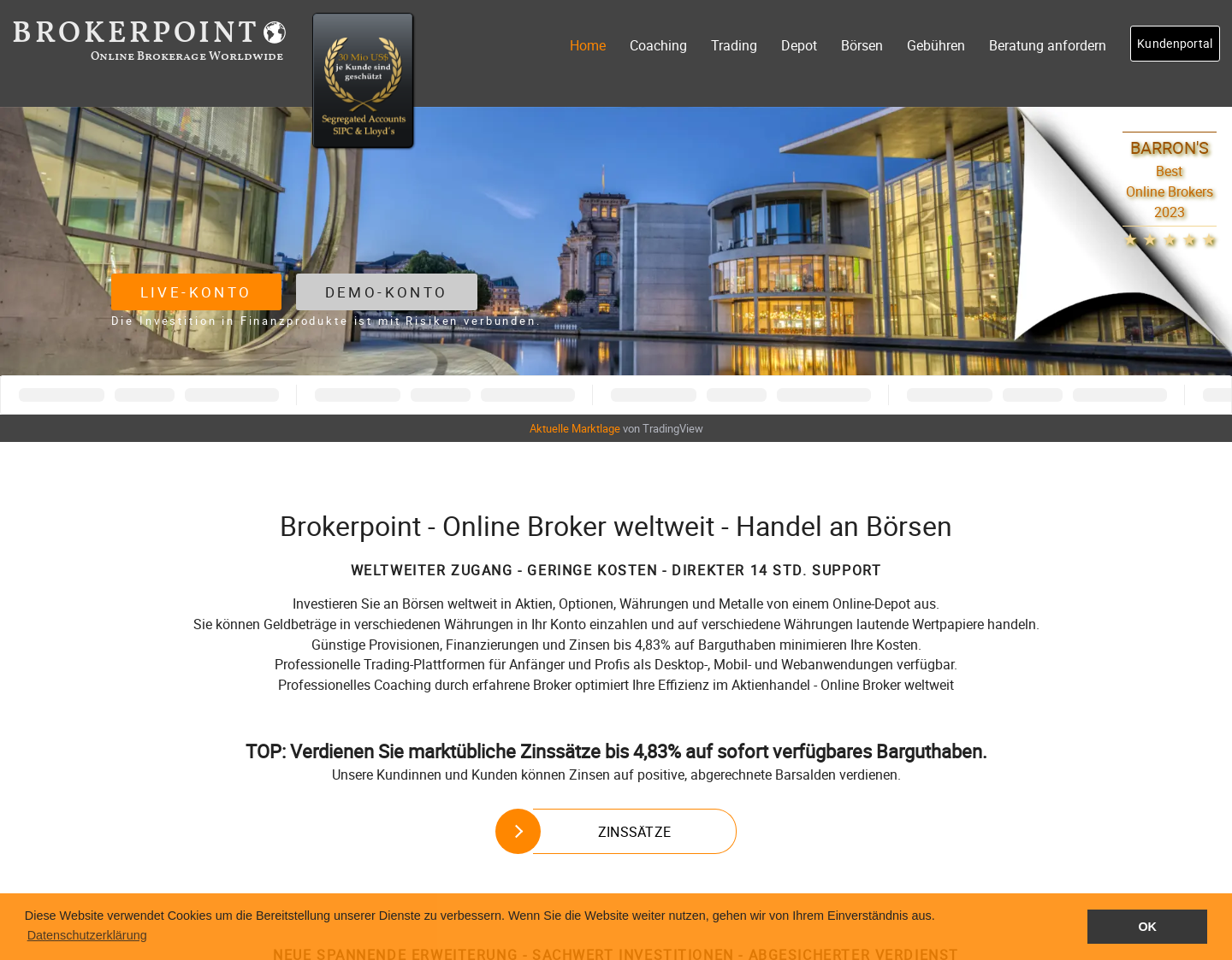 Aktuelle Website-Vorschau von Online Broker - Depot kostenlos
