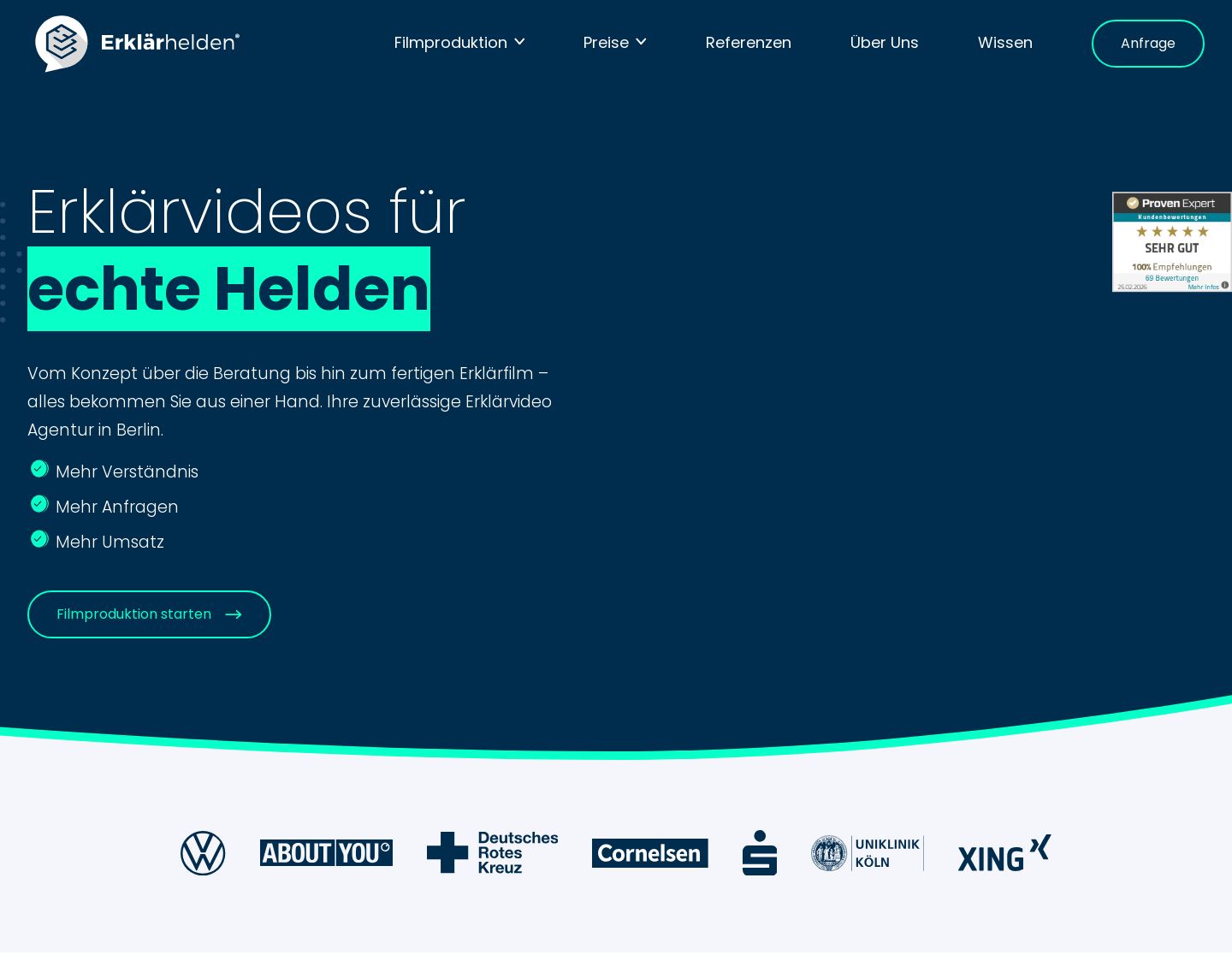 Aktuelle Website-Vorschau von Erklärhelden - Erklärfilm-Produktion in Berlin
