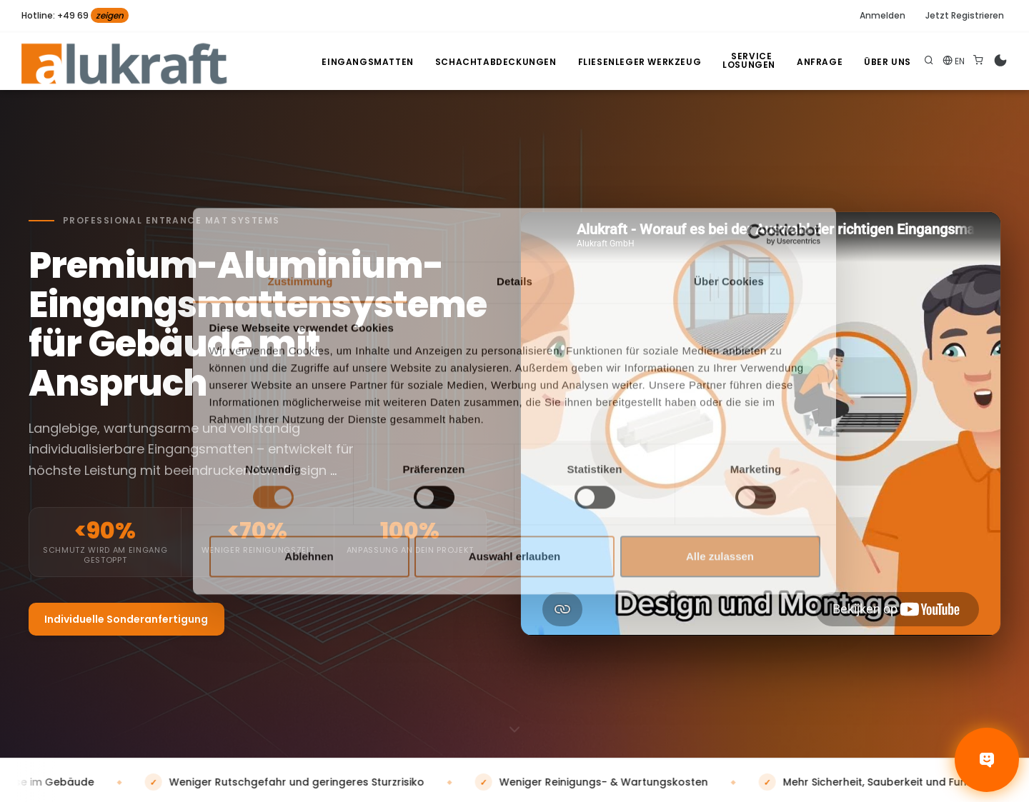 Aktuelle Website-Vorschau von Alukraft GmbH