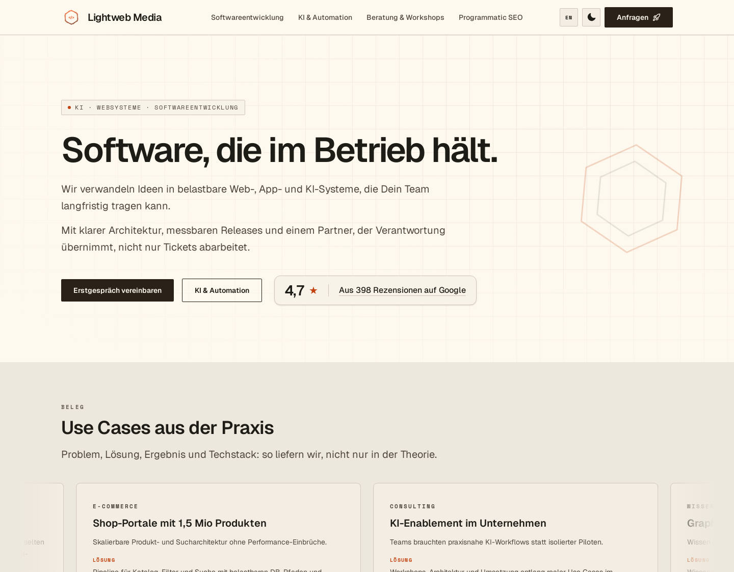 Aktuelle Website-Vorschau von Lightweb Media
