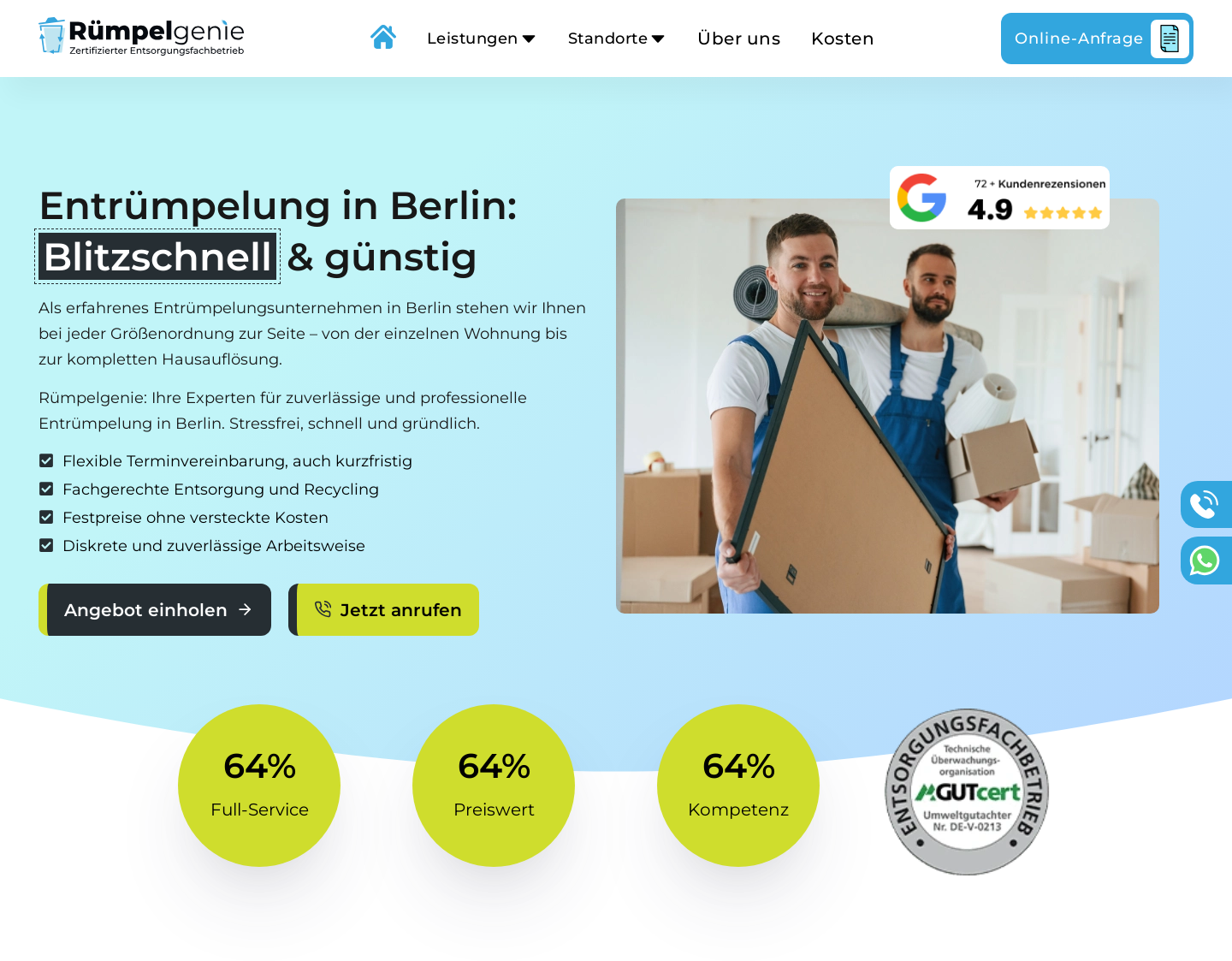 Aktuelle Website-Vorschau von Rümpelgenie - Entsorgung