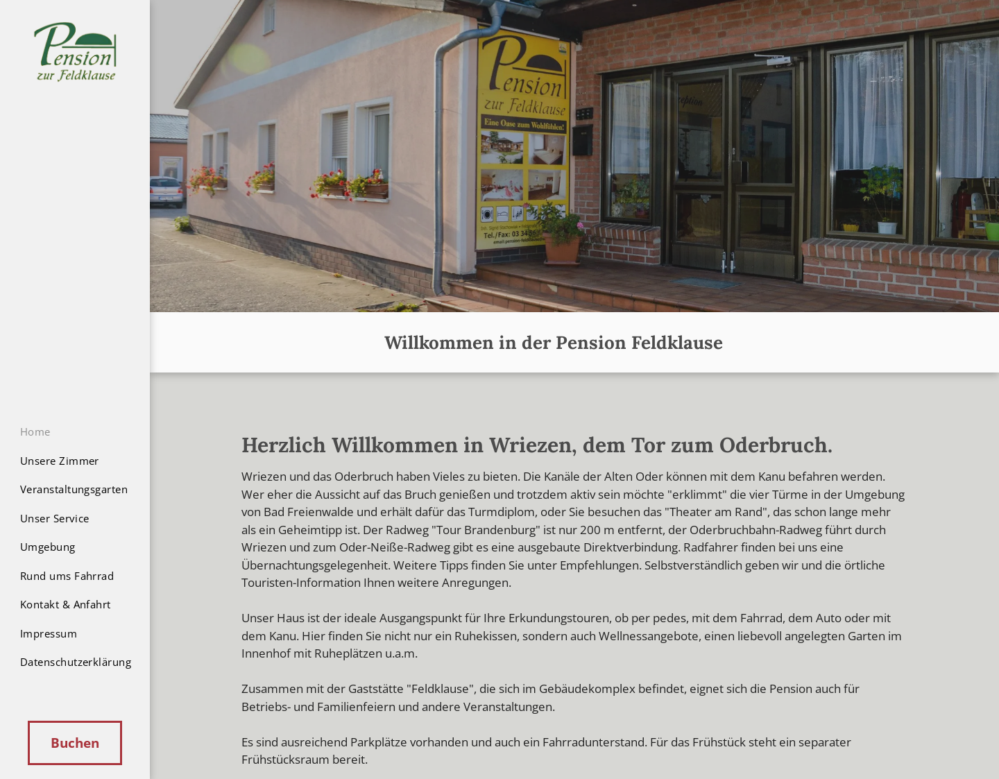 Aktuelle Website-Vorschau von Pension zur Feldklause