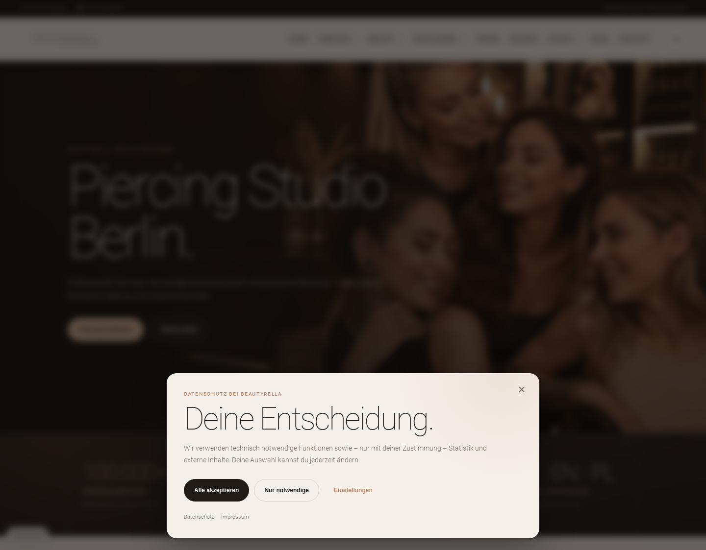 Aktuelle Website-Vorschau von BEAUTYRELLA Piercing & Beauty Studio Berlin