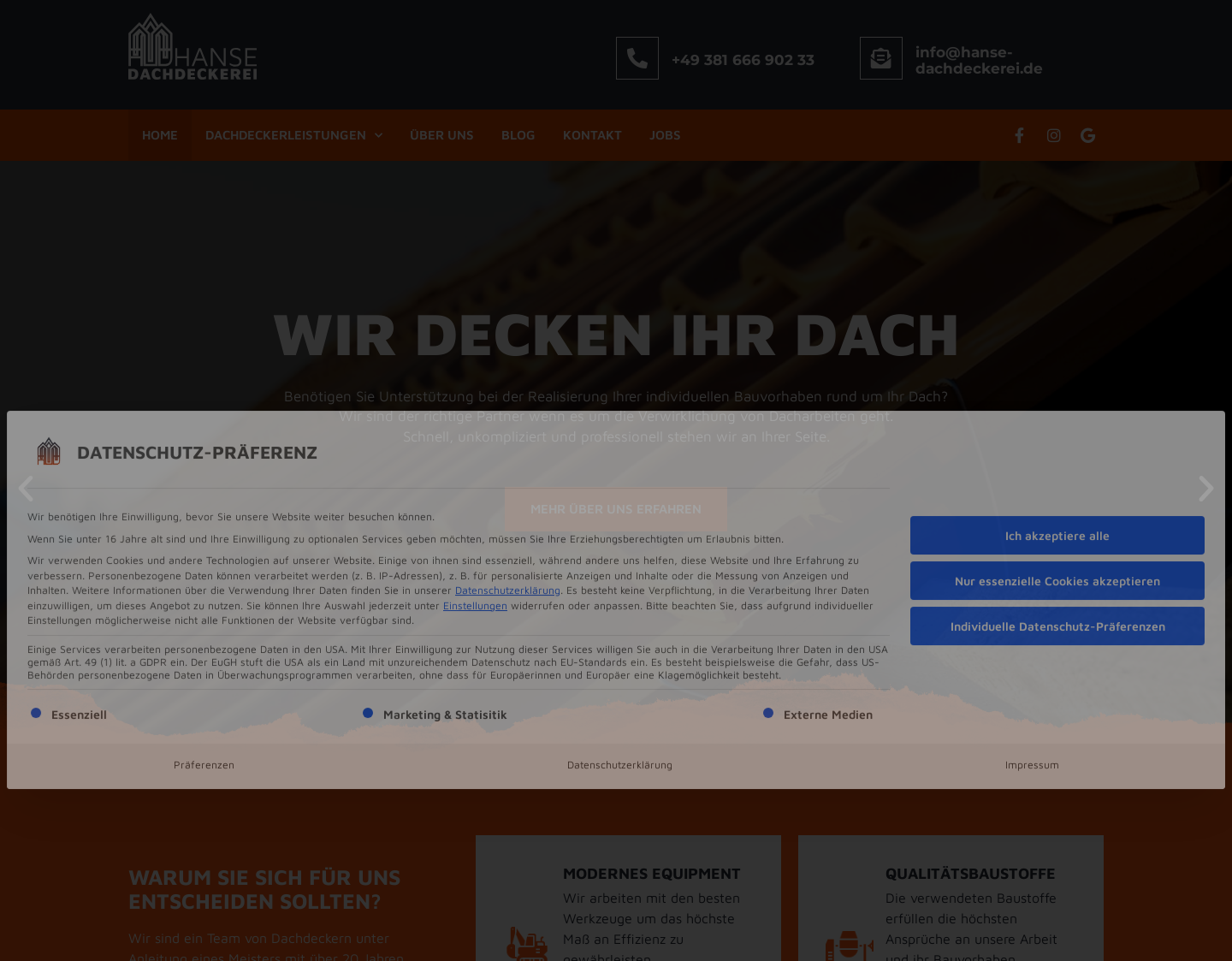 Aktuelle Website-Vorschau von Deine Hanse Dachdeckerei GmbH