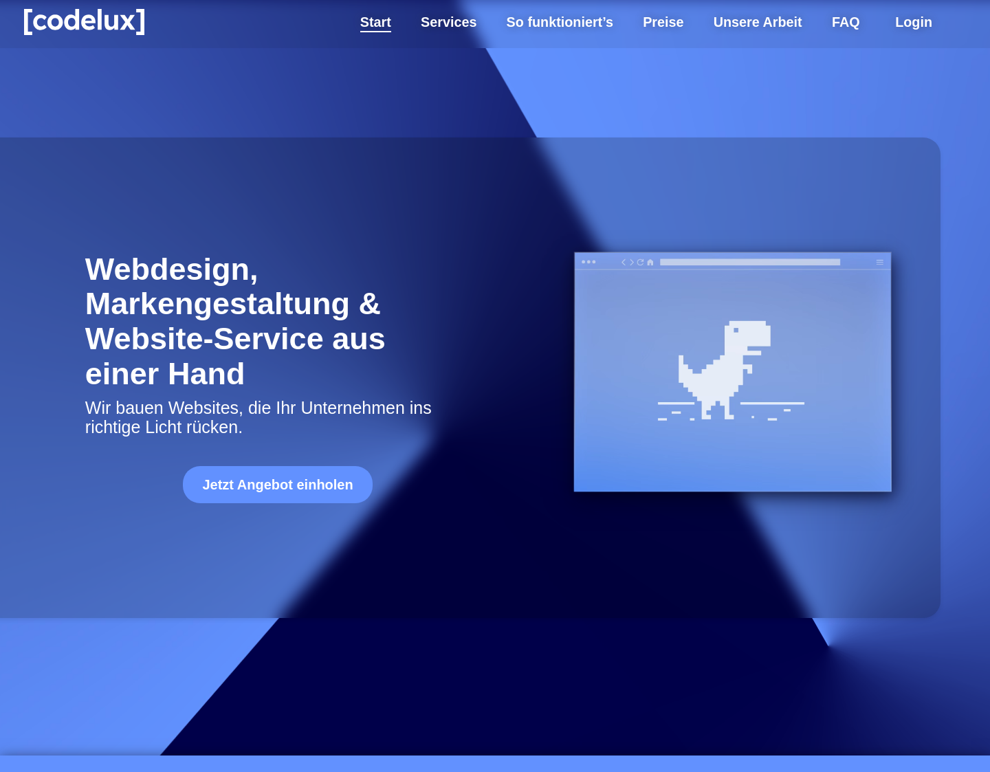 Aktuelle Website-Vorschau von Codelux | Webdesign und Markengestaltung