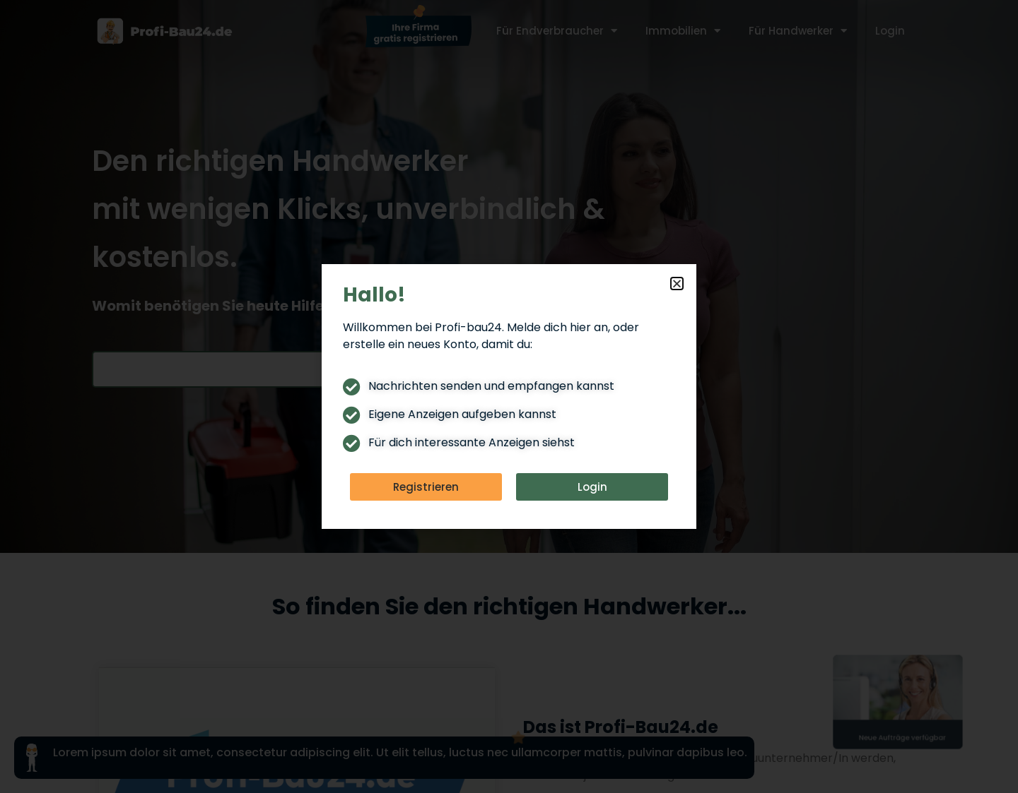 Aktuelle Website-Vorschau von Profi-Bau 24