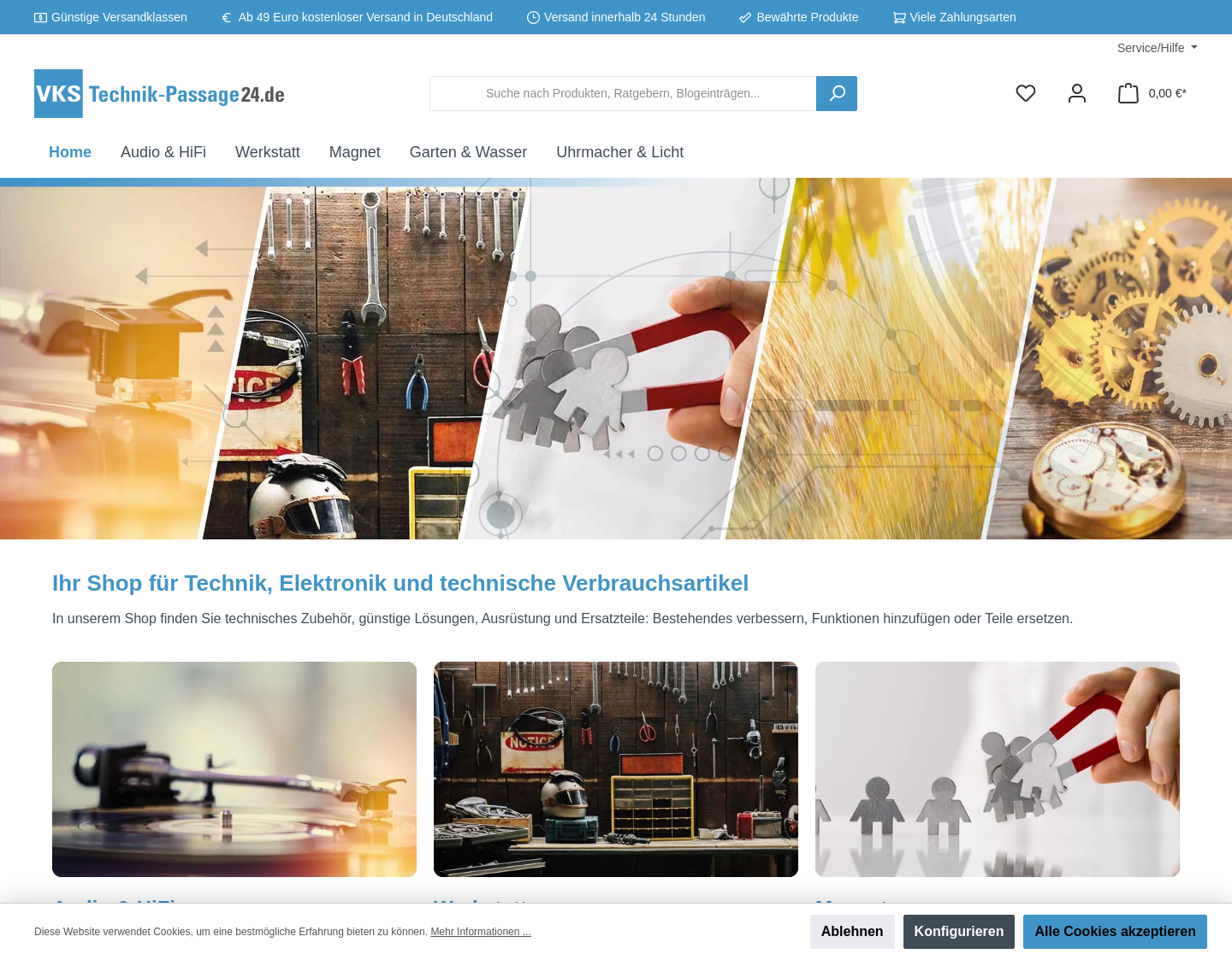 Aktuelle Website-Vorschau von Technik-Passage24