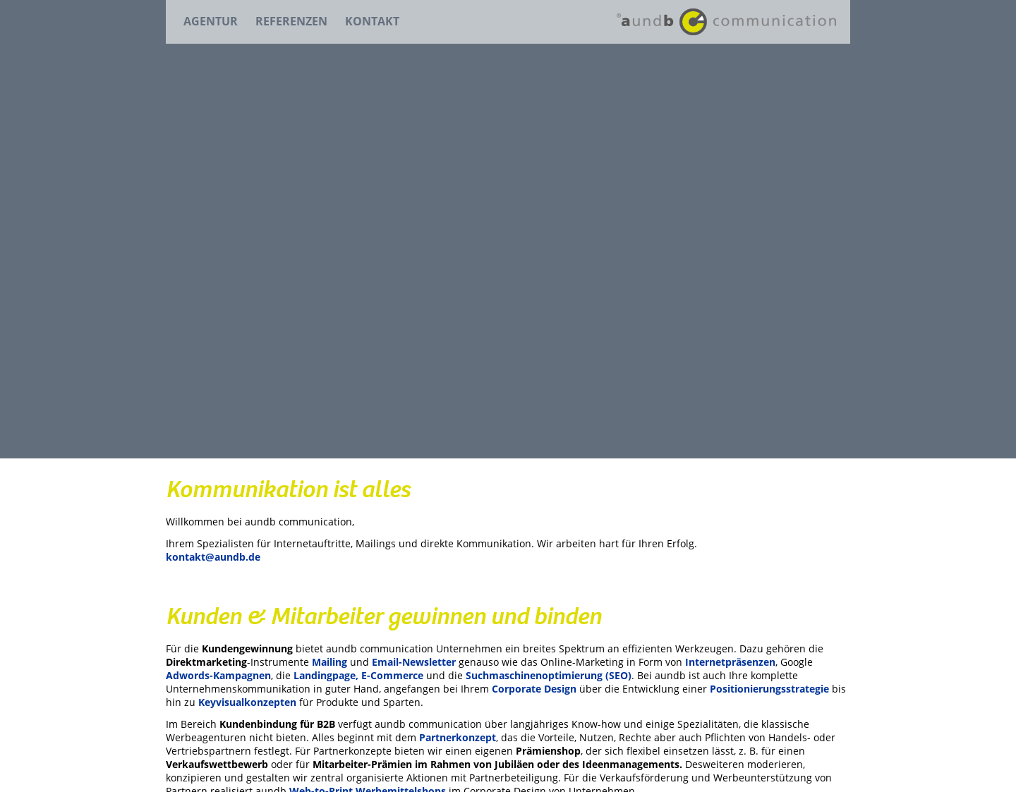 Aktuelle Website-Vorschau von aundb Mitarbeiterbindung und Kunden gewinnen
