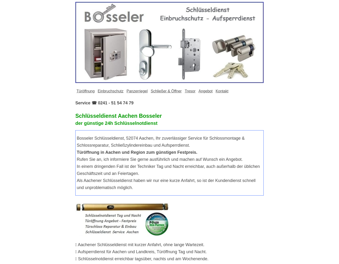 Aktuelle Website-Vorschau von Bosseler Schlüsseldienst Aachen