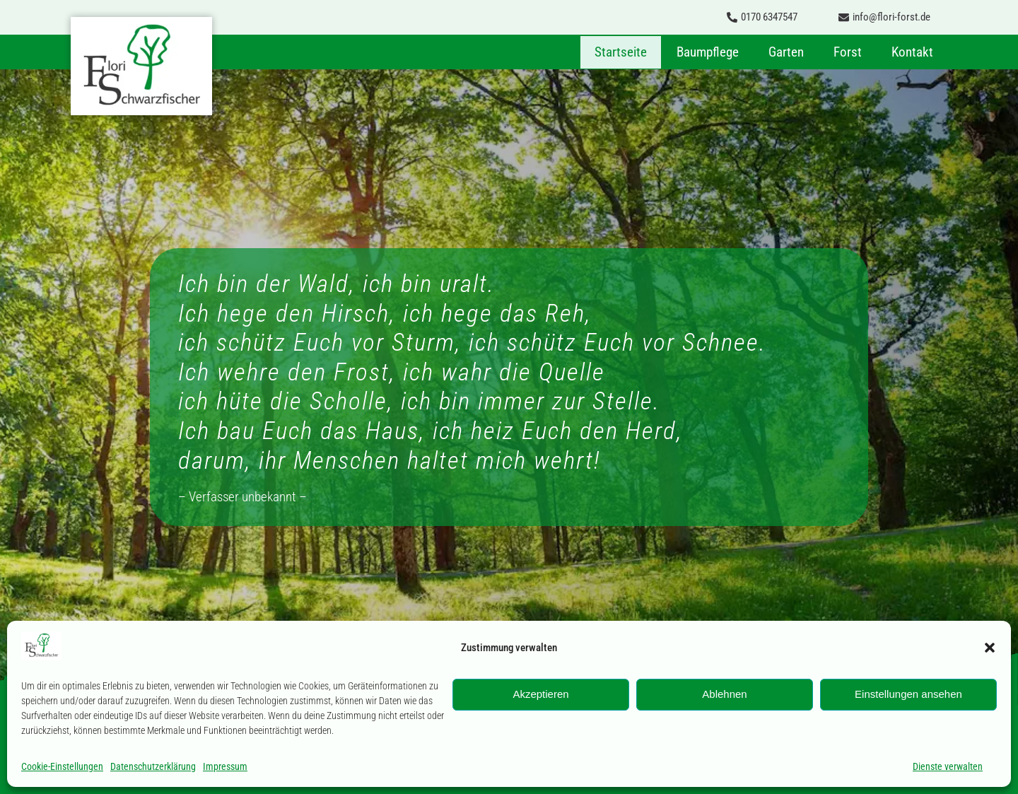 Aktuelle Website-Vorschau von Forstunternehmen und Baumpflegefachbetrieb