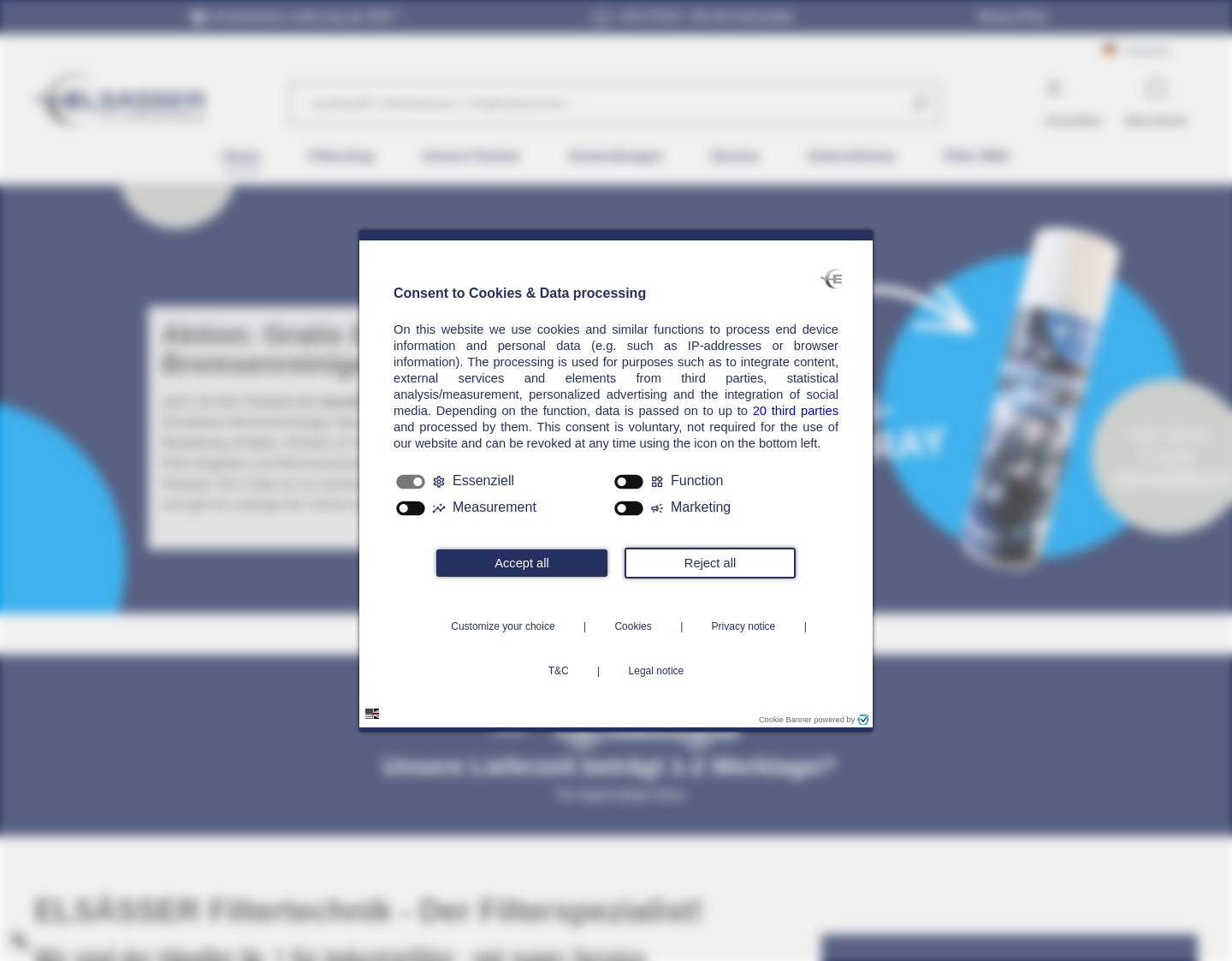 Aktuelle Website-Vorschau von ELSÄSSER Filtertechnik GmbH