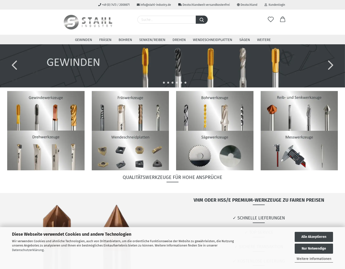 Aktuelle Website-Vorschau von Stahl Industry  - Werkzeuge und mehr